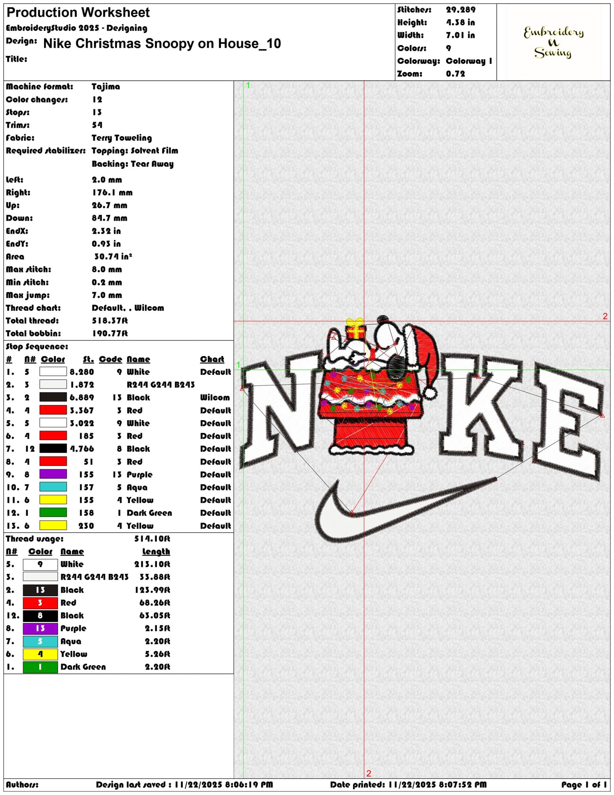 Nike Christmas Snoopy on House - Elegant embroidery design file - instant download — view 3
