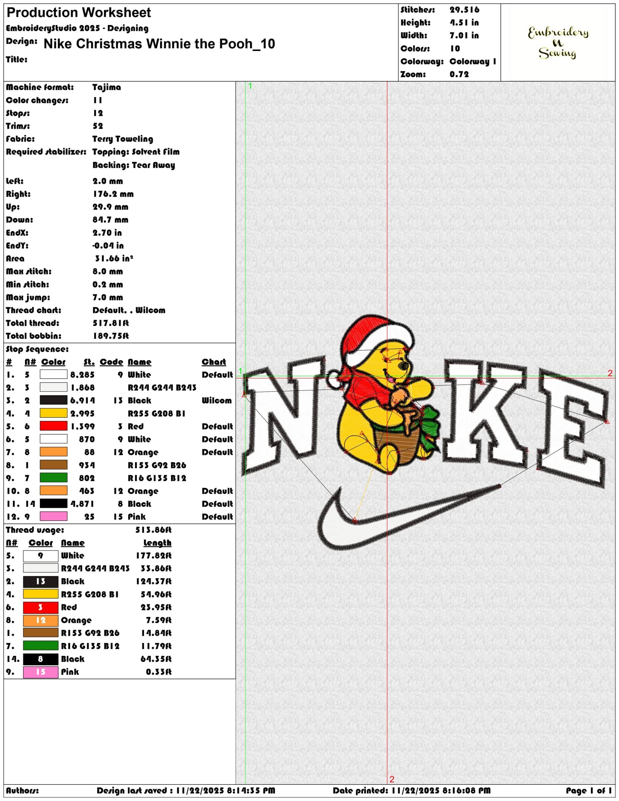 Nike Christmas Winnie the Pooh - Elegant embroidery design file - instant download — view 3