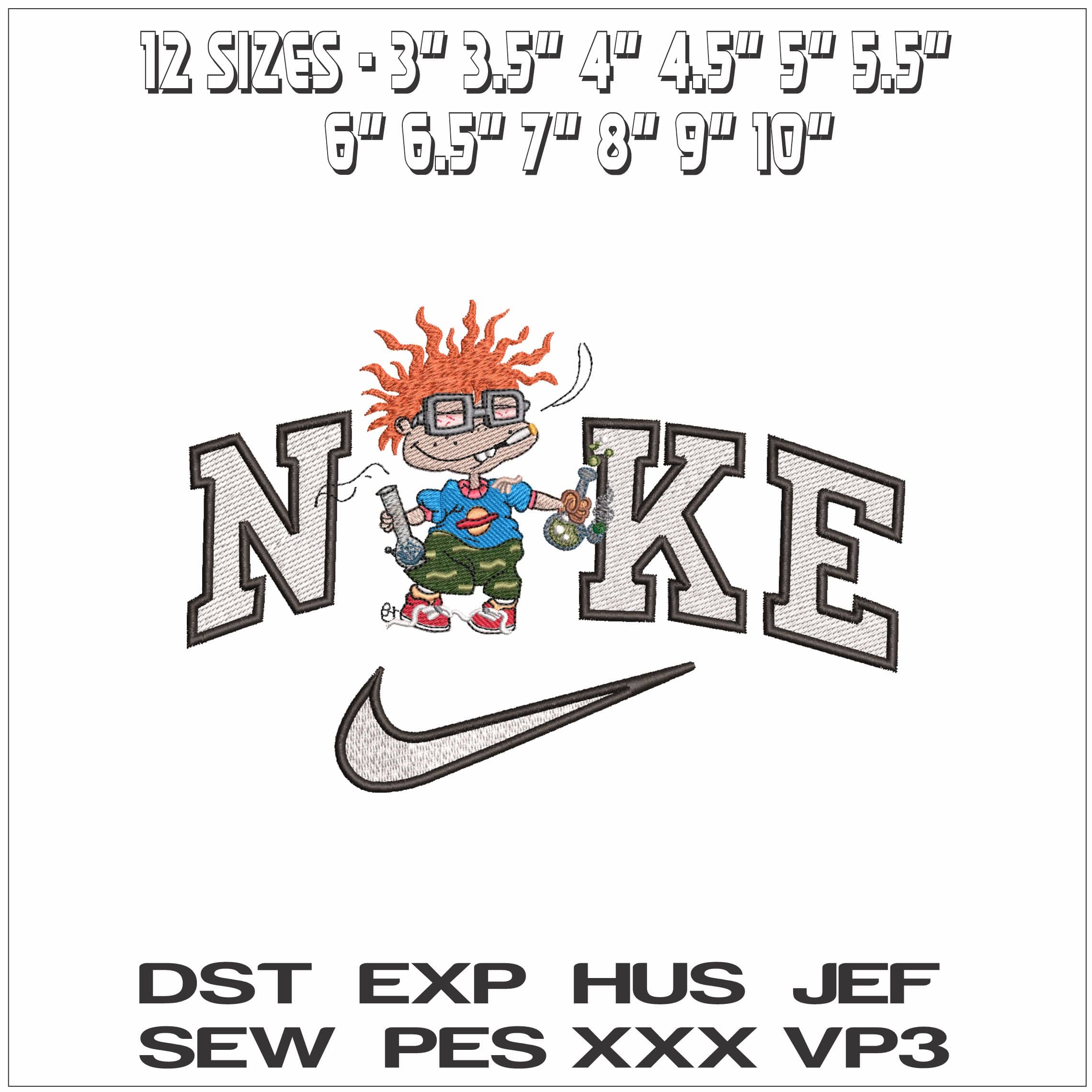 Nike Chuckie Finster Chemist Rugrats - Elegant embroidery design file - instant download — view 2