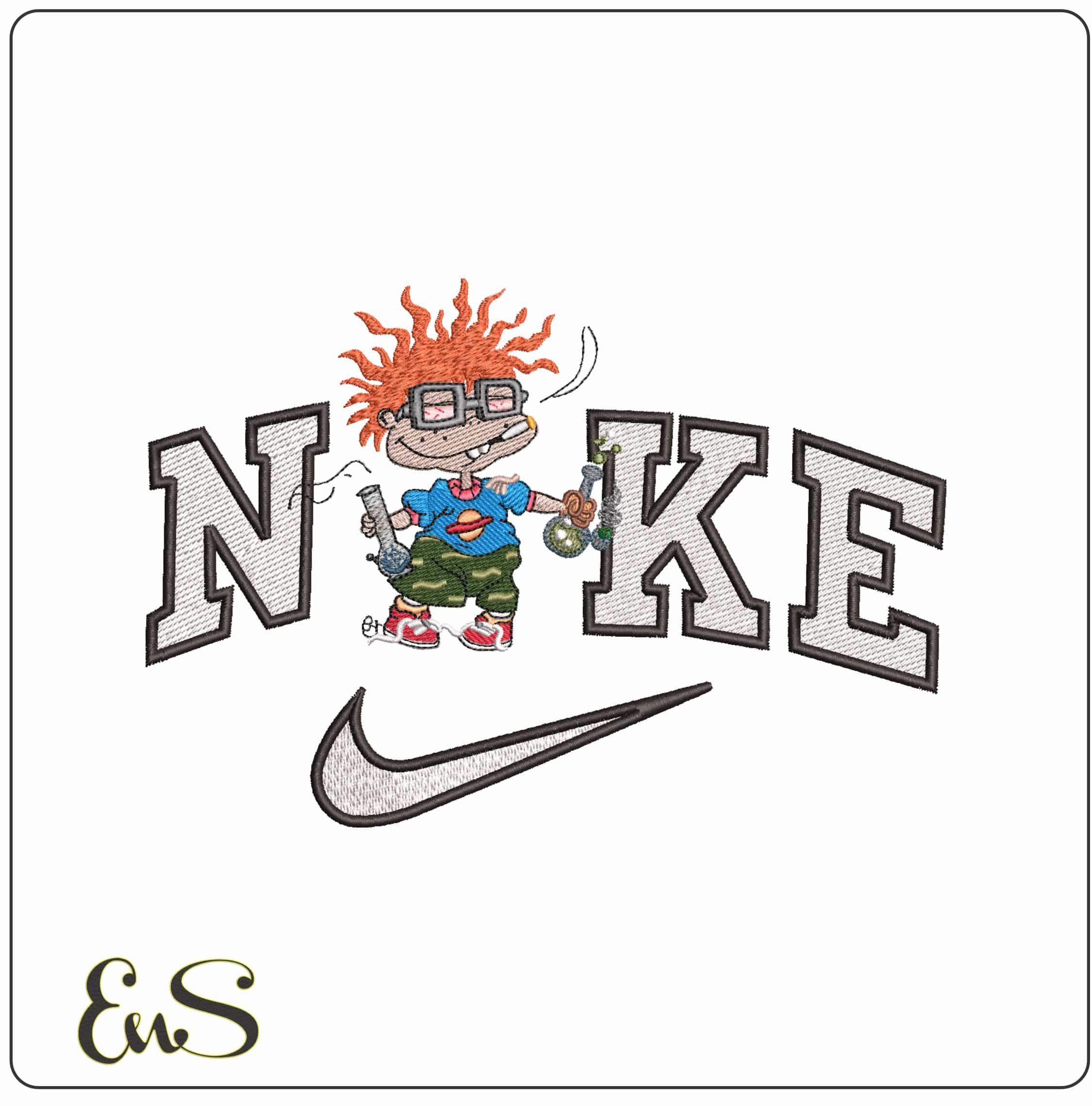 Nike Chuckie Finster Chemist Rugrats - Elegant embroidery design file - instant download