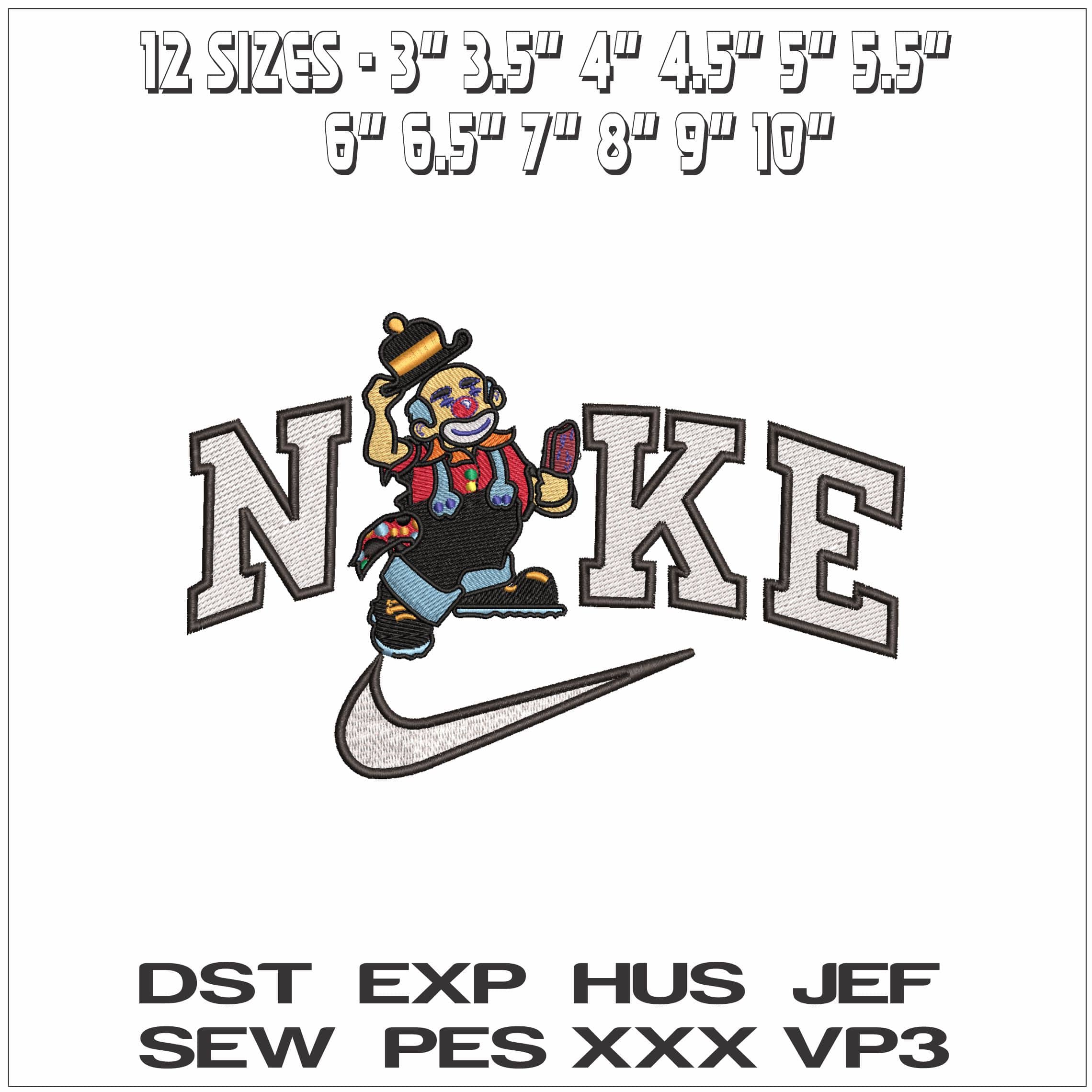 Nike Clown Raising Hat - Elegant embroidery design file - instant download — view 2