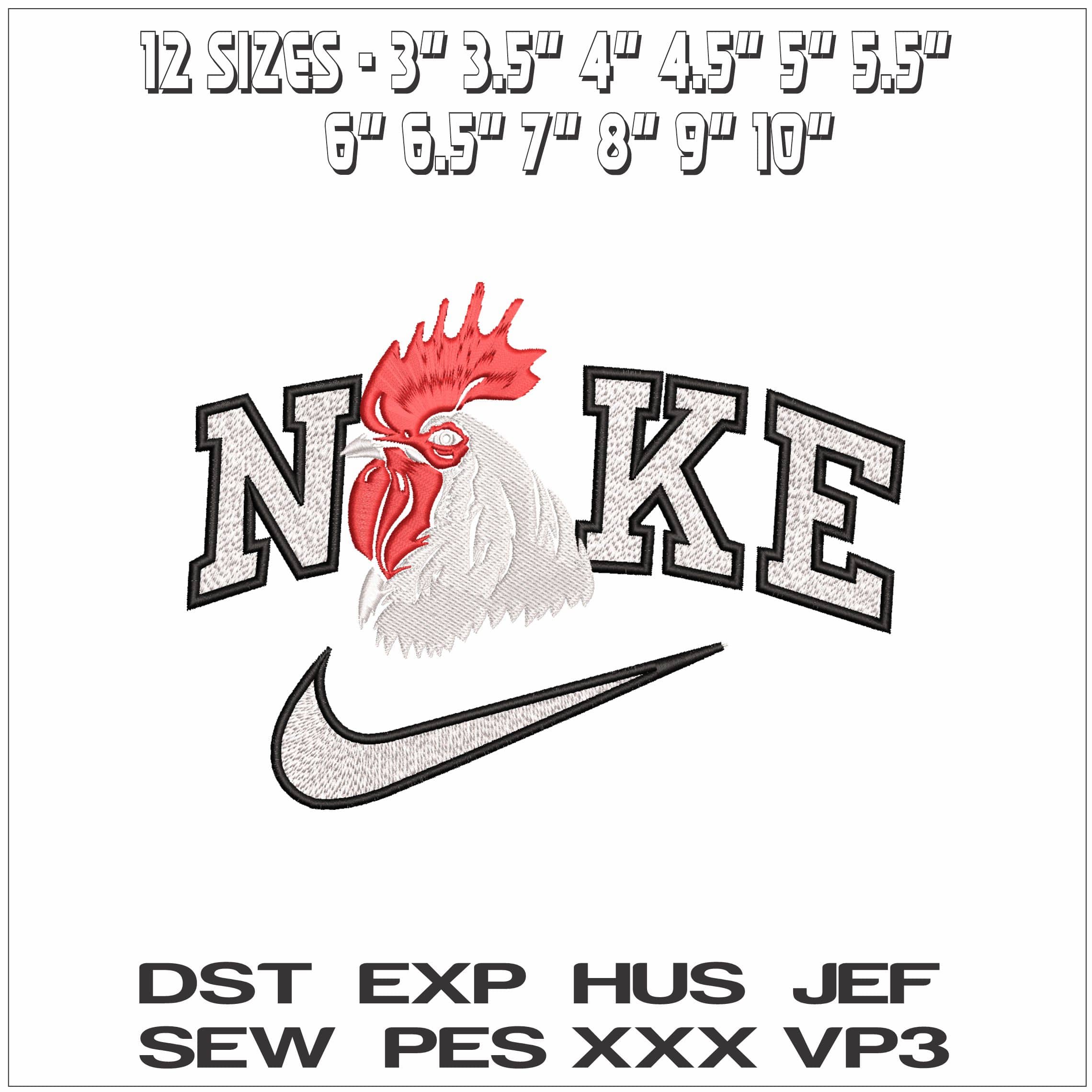 Nike Cockeral Head - Elegant embroidery design file - instant download — view 2