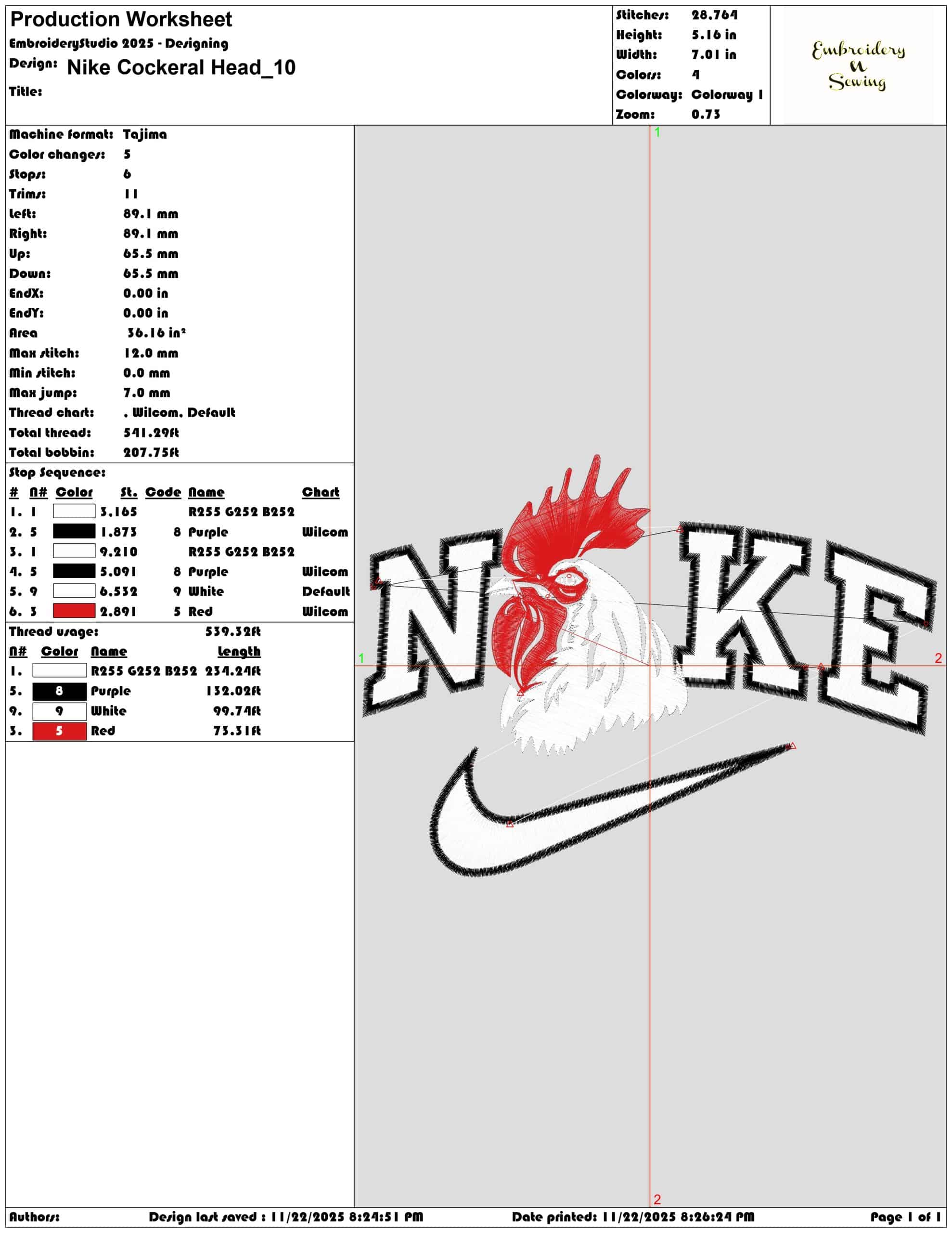 Nike Cockeral Head - Elegant embroidery design file - instant download — view 3