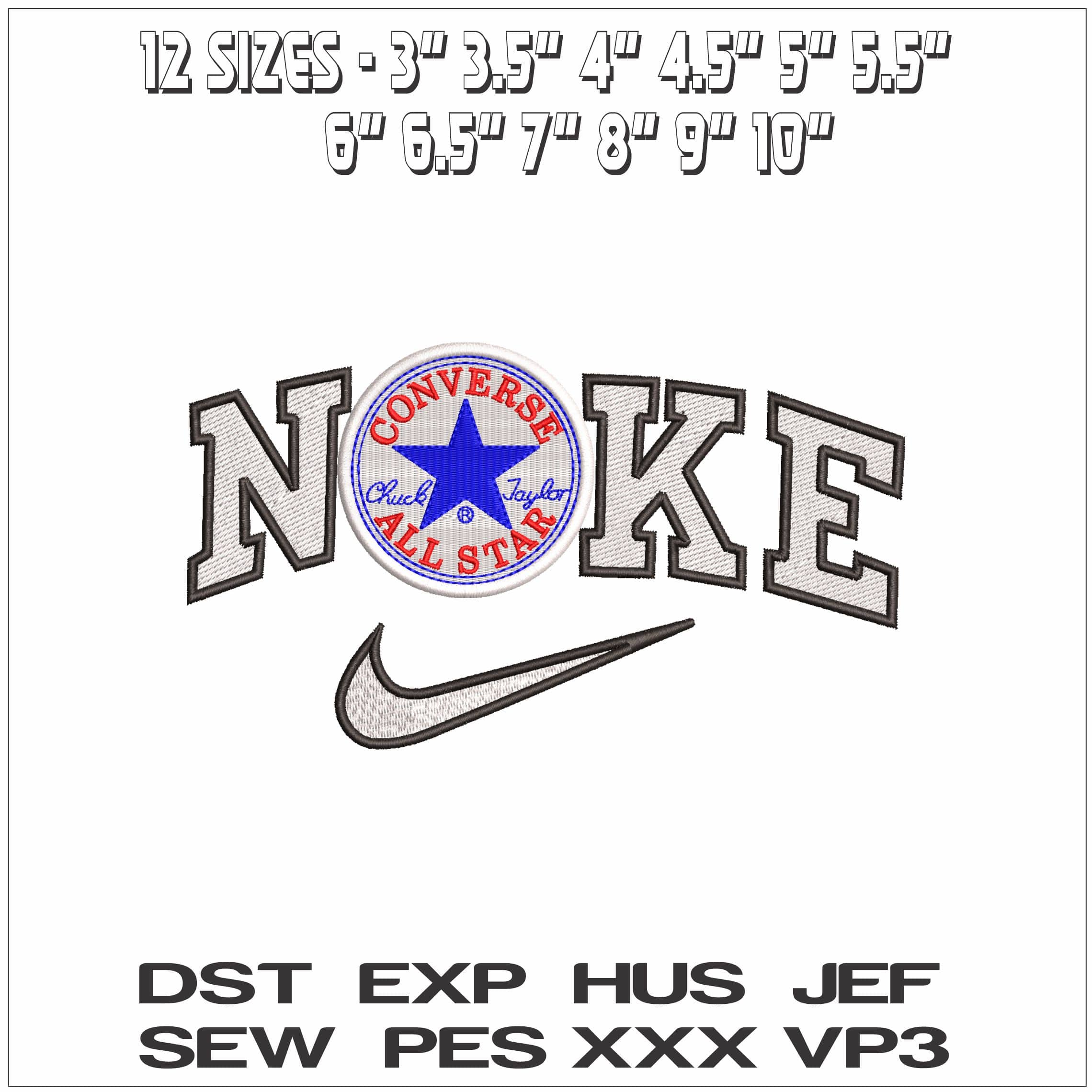Nike Converse All Stars - Elegant embroidery design file - instant download — view 2