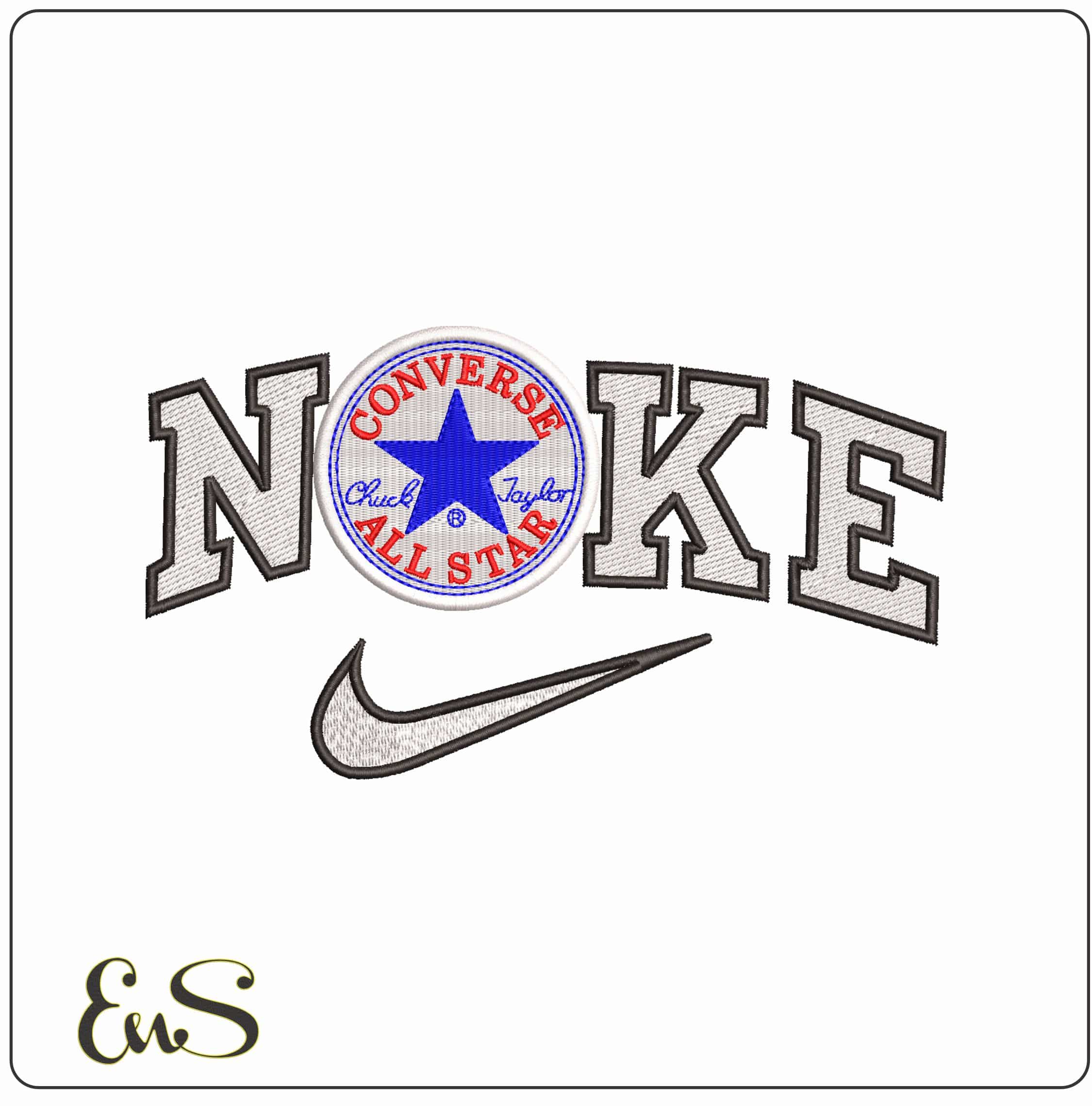 Nike Converse All Stars - Elegant embroidery design file - instant download