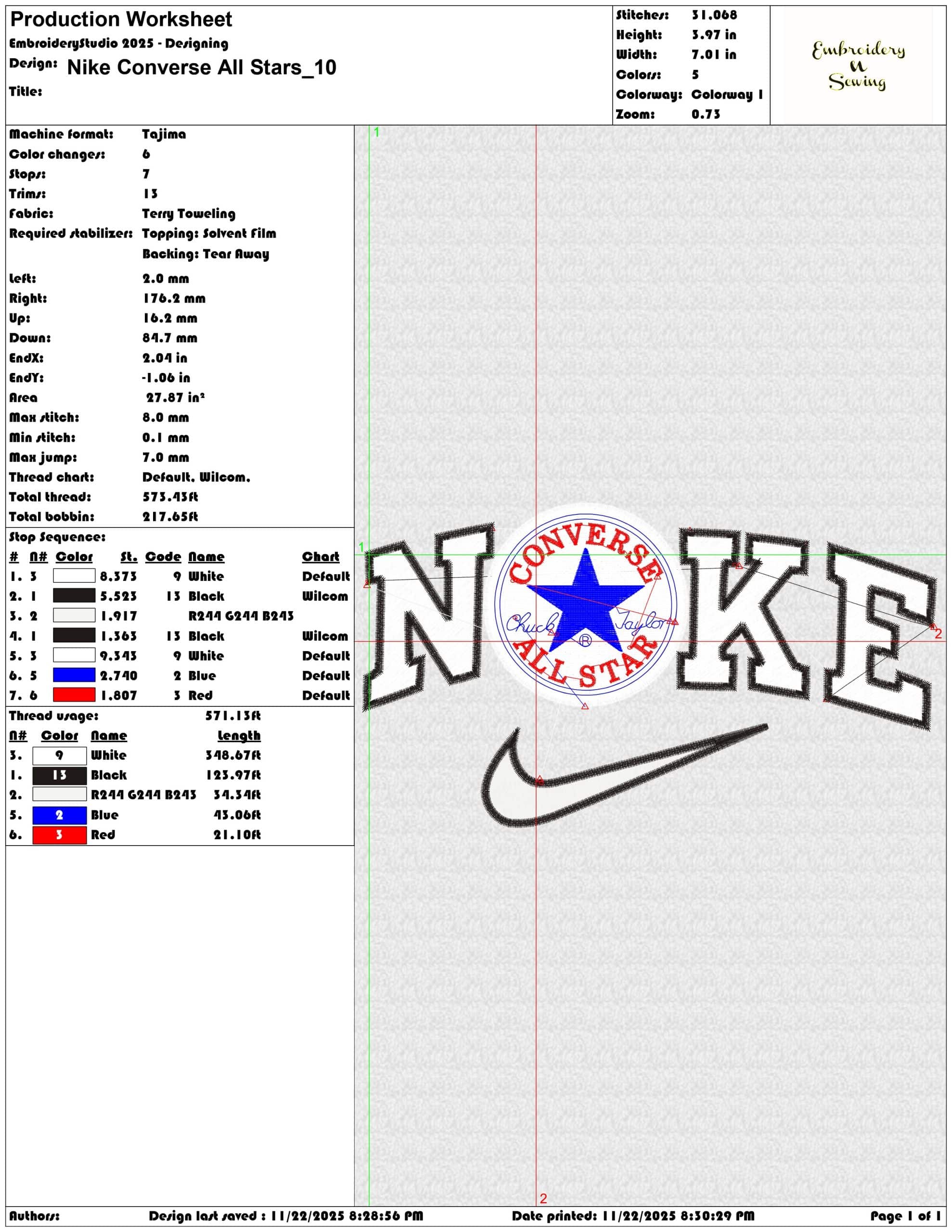 Nike Converse All Stars - Elegant embroidery design file - instant download — view 3