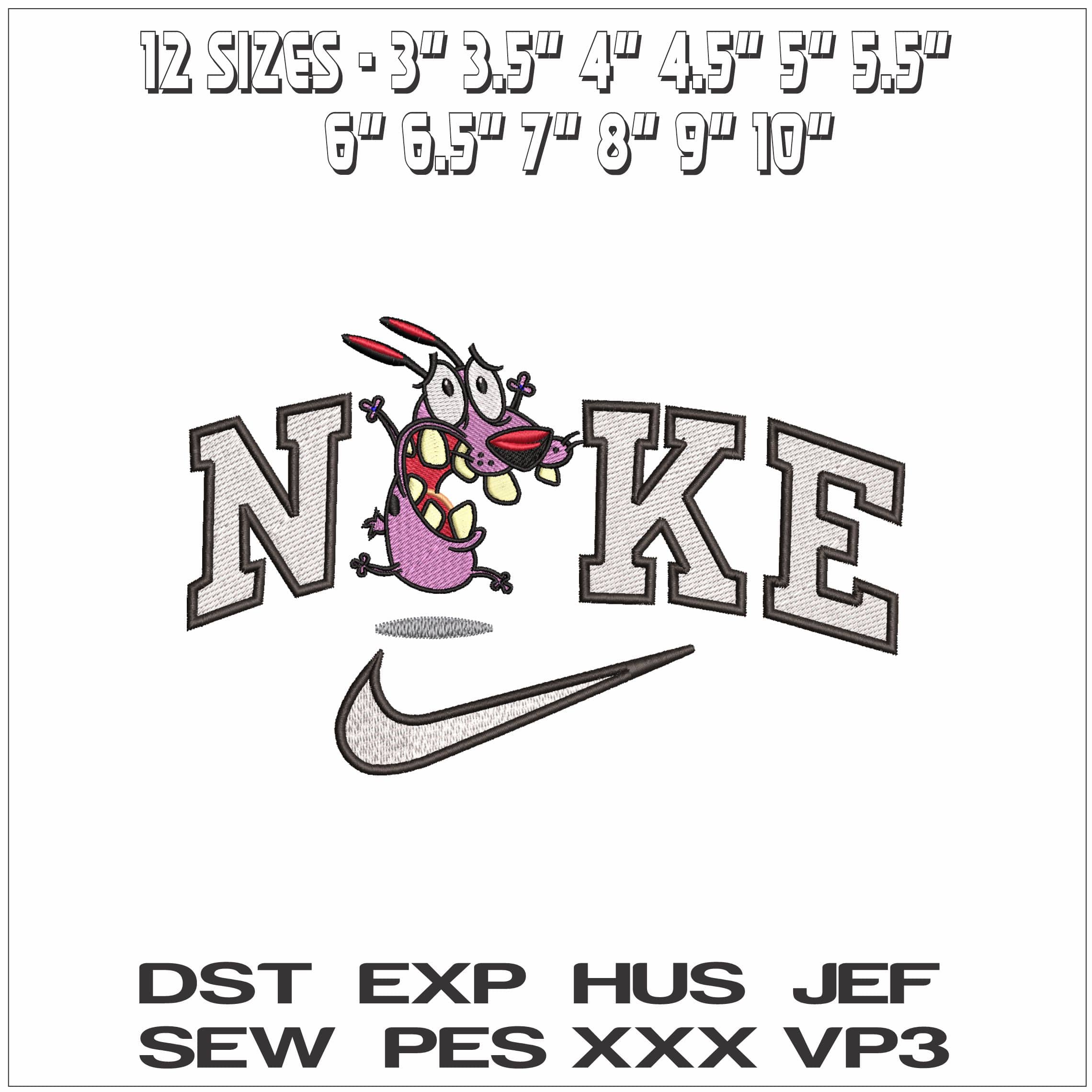 Nike Courage the Cowardly Dog - Elegant embroidery design file - instant download — view 2