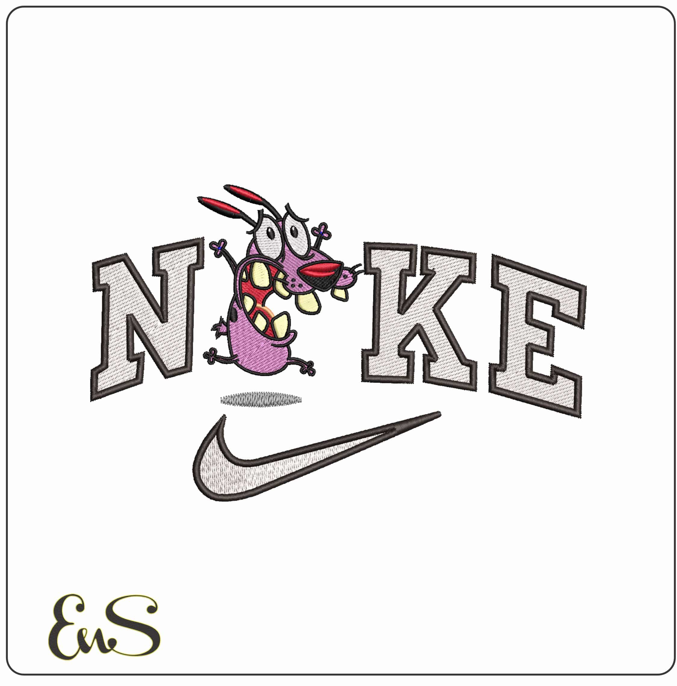 Nike Courage the Cowardly Dog - Elegant embroidery design file - instant download