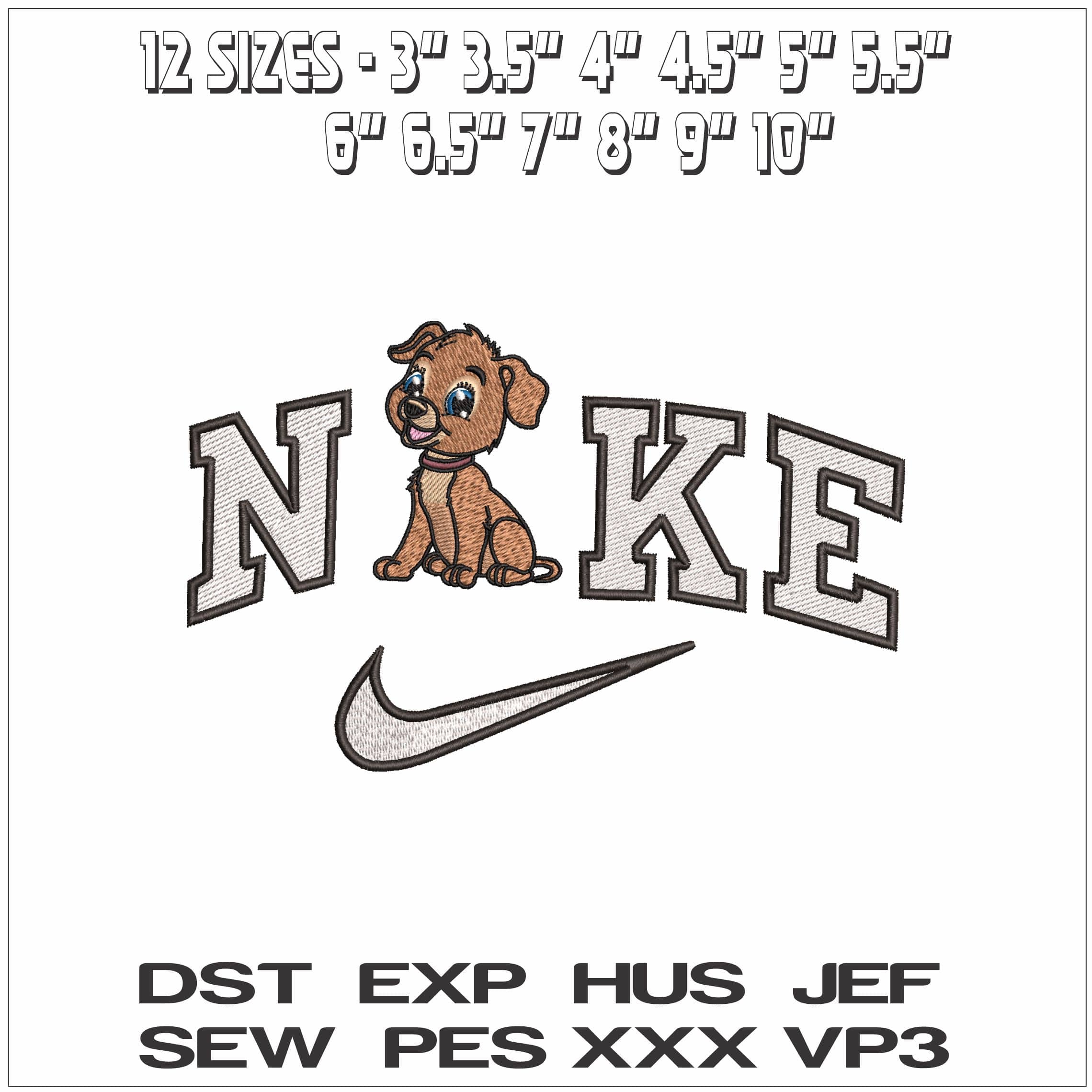 Nike Cute Dog - Elegant embroidery design file - instant download — view 2