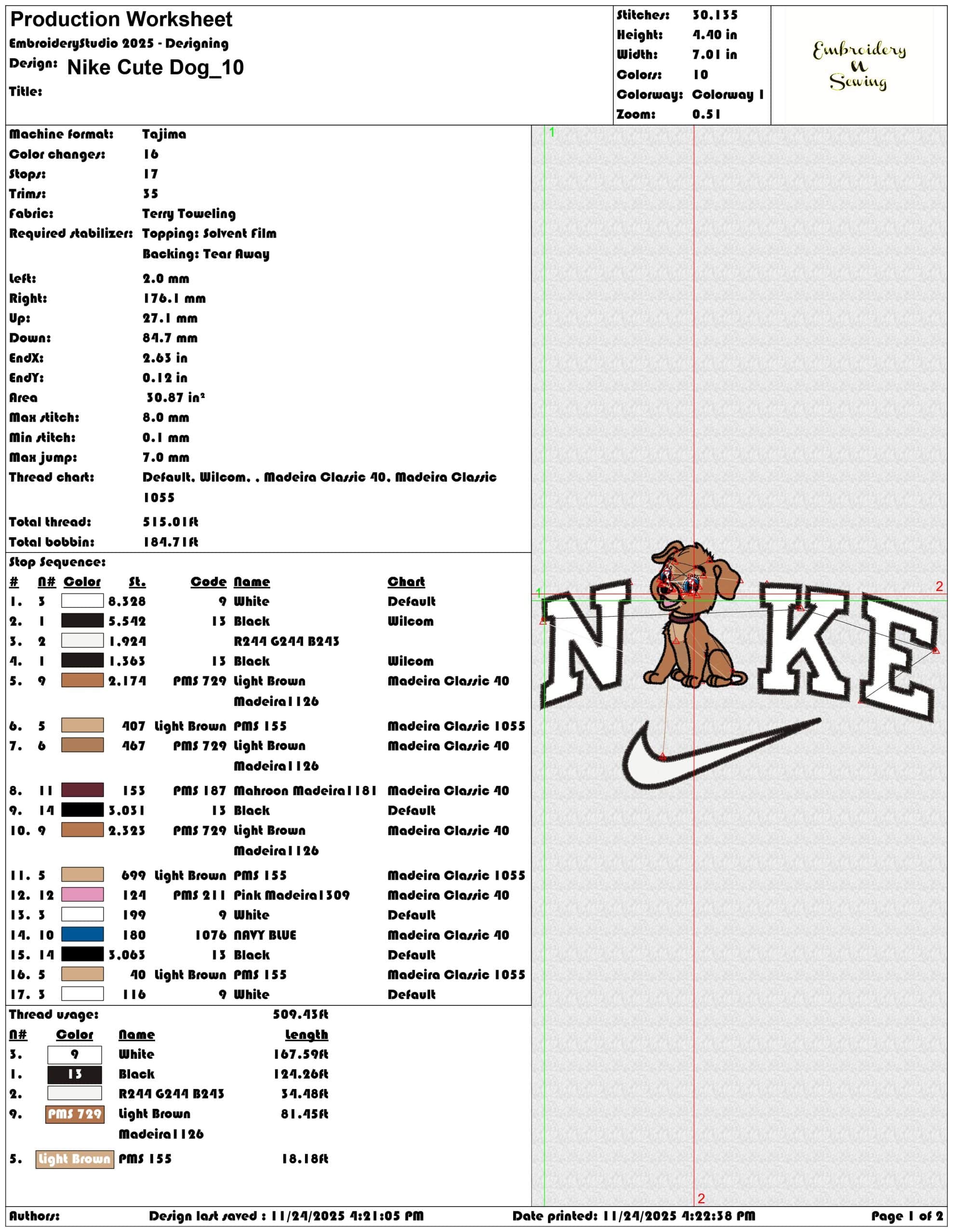 Nike Cute Dog - Elegant embroidery design file - instant download — view 3