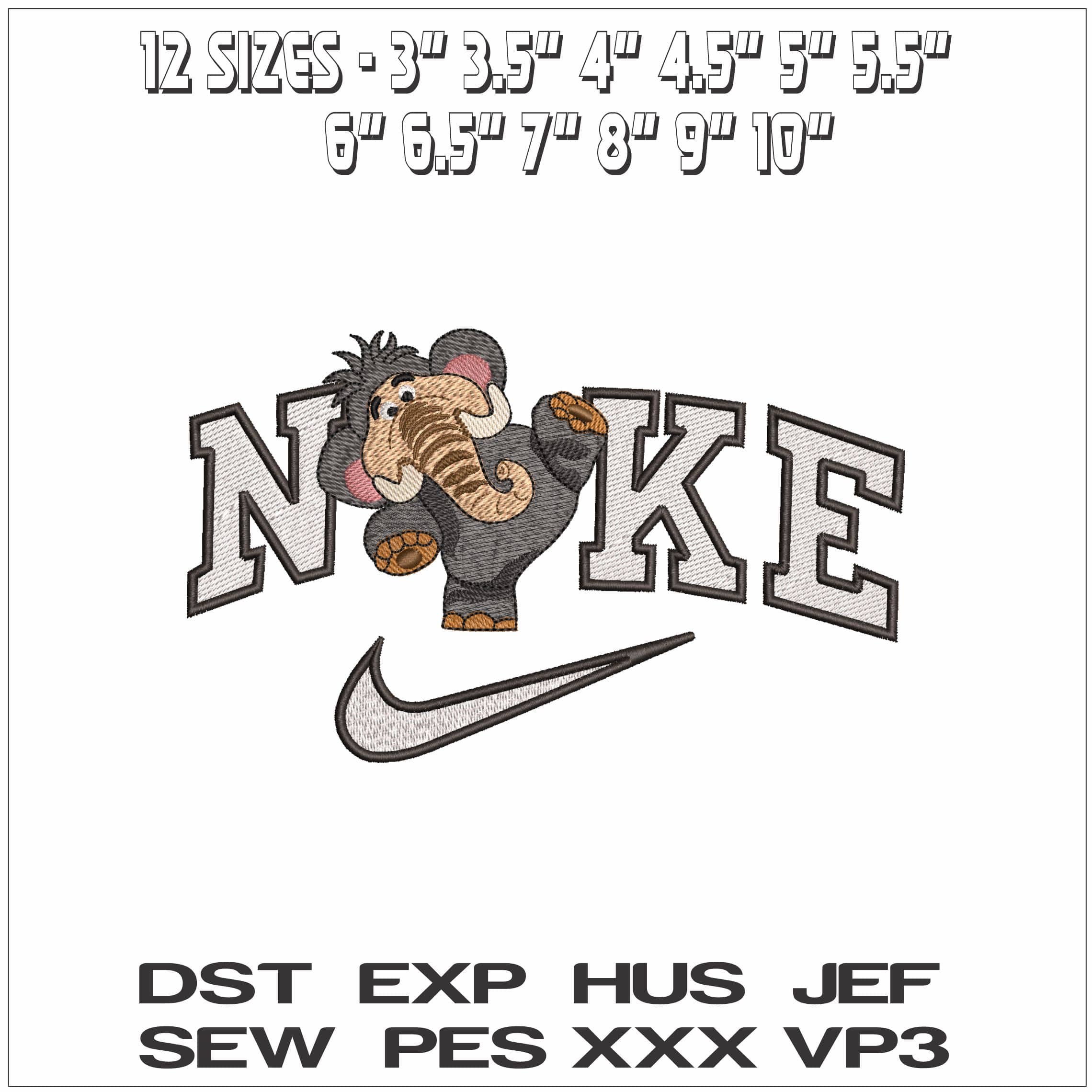 Nike Cute Elephant balancing - Elegant embroidery design file - instant download — view 2
