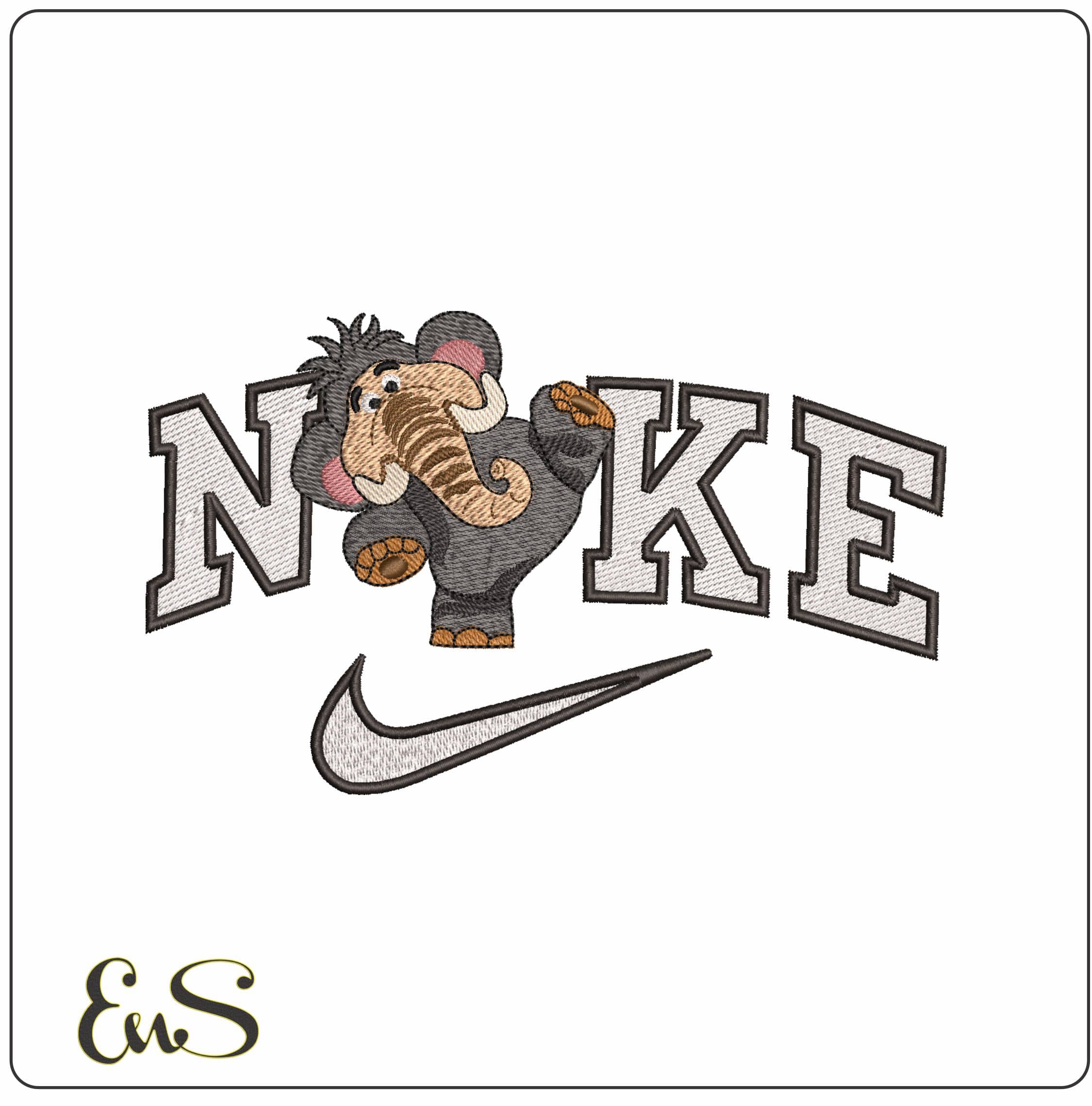 Nike Cute Elephant balancing - Elegant embroidery design file - instant download