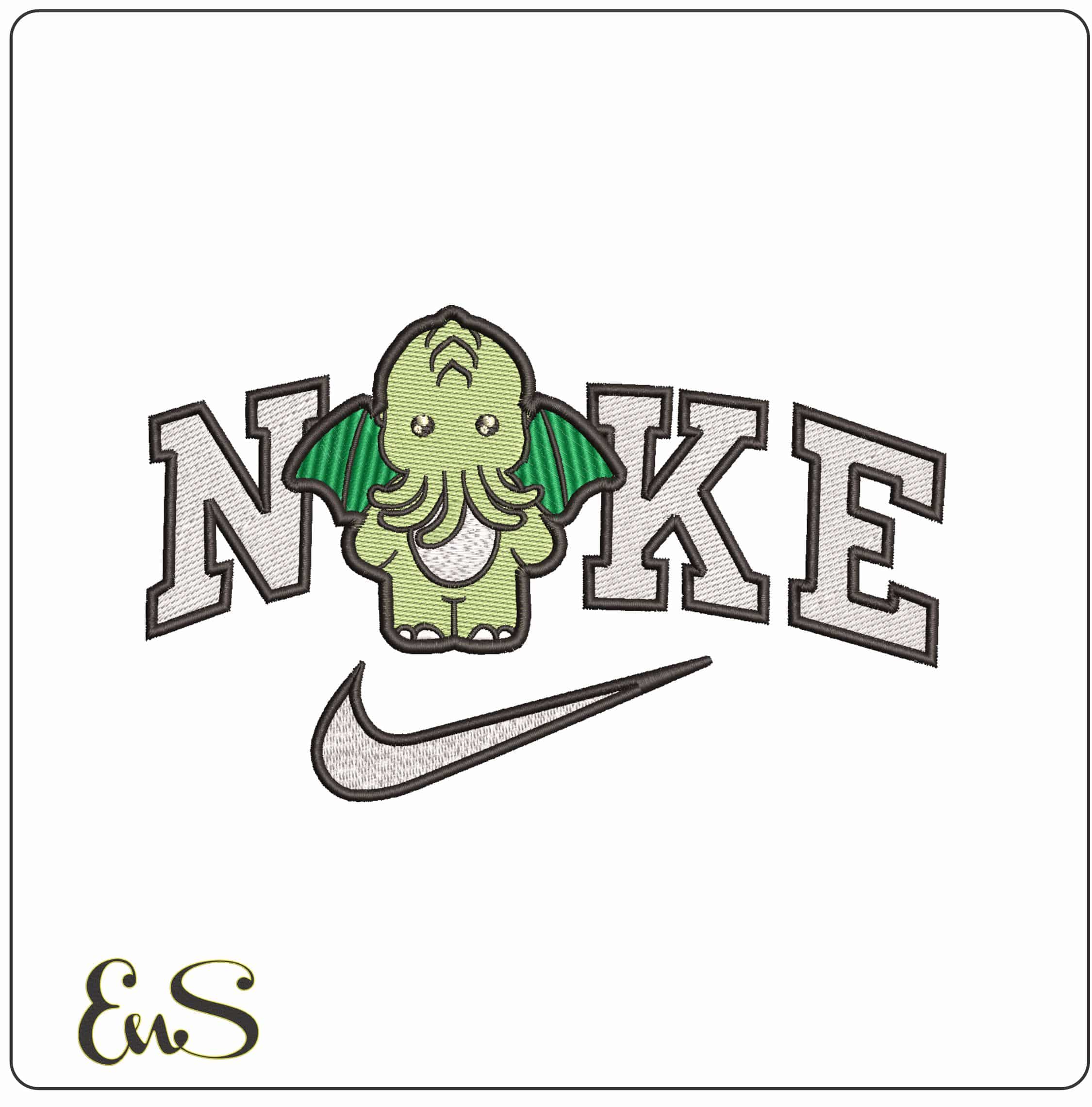 Nike Cute Thulhu - Elegant embroidery design file - instant download