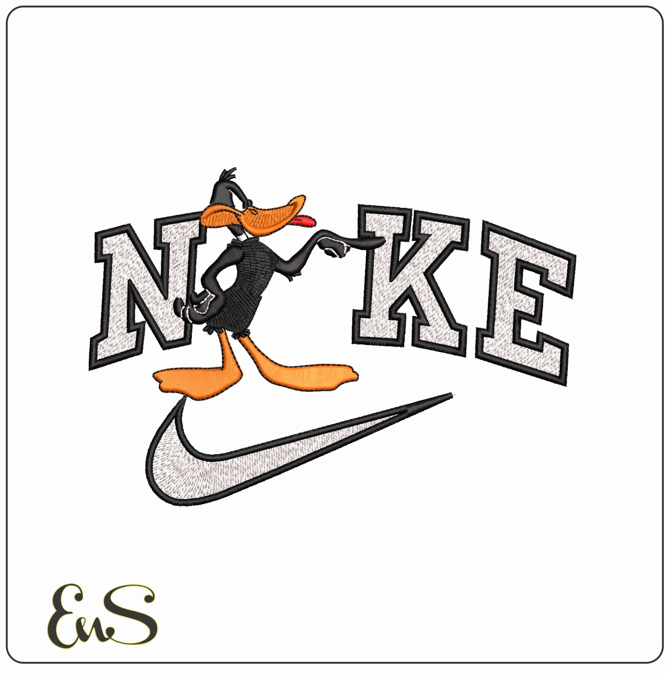 Nike Daffy Duck Looney Tunes - Elegant embroidery design file - instant download