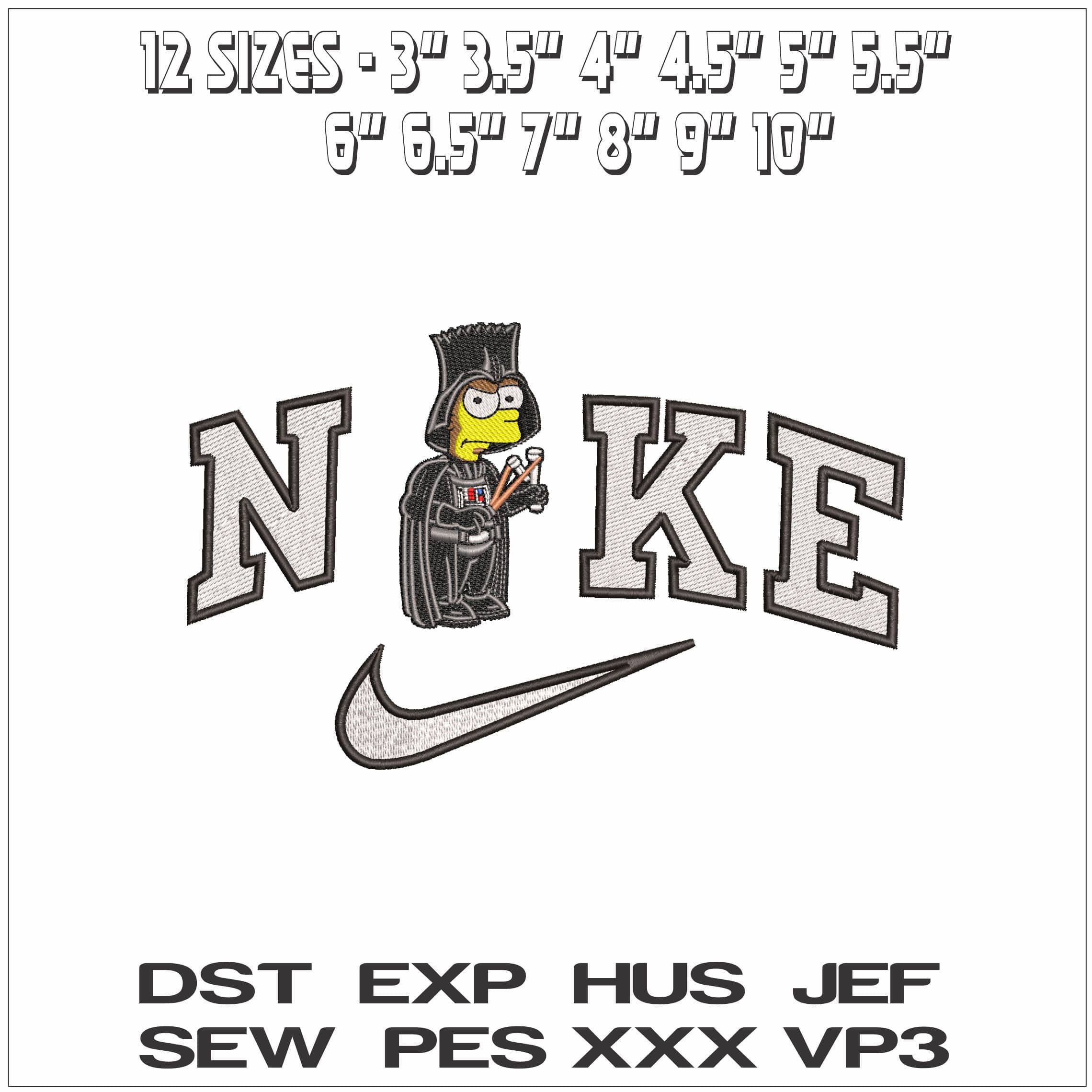 Nike Darth Bart Simpson The Simpsons - Elegant embroidery design file - instant download — view 2