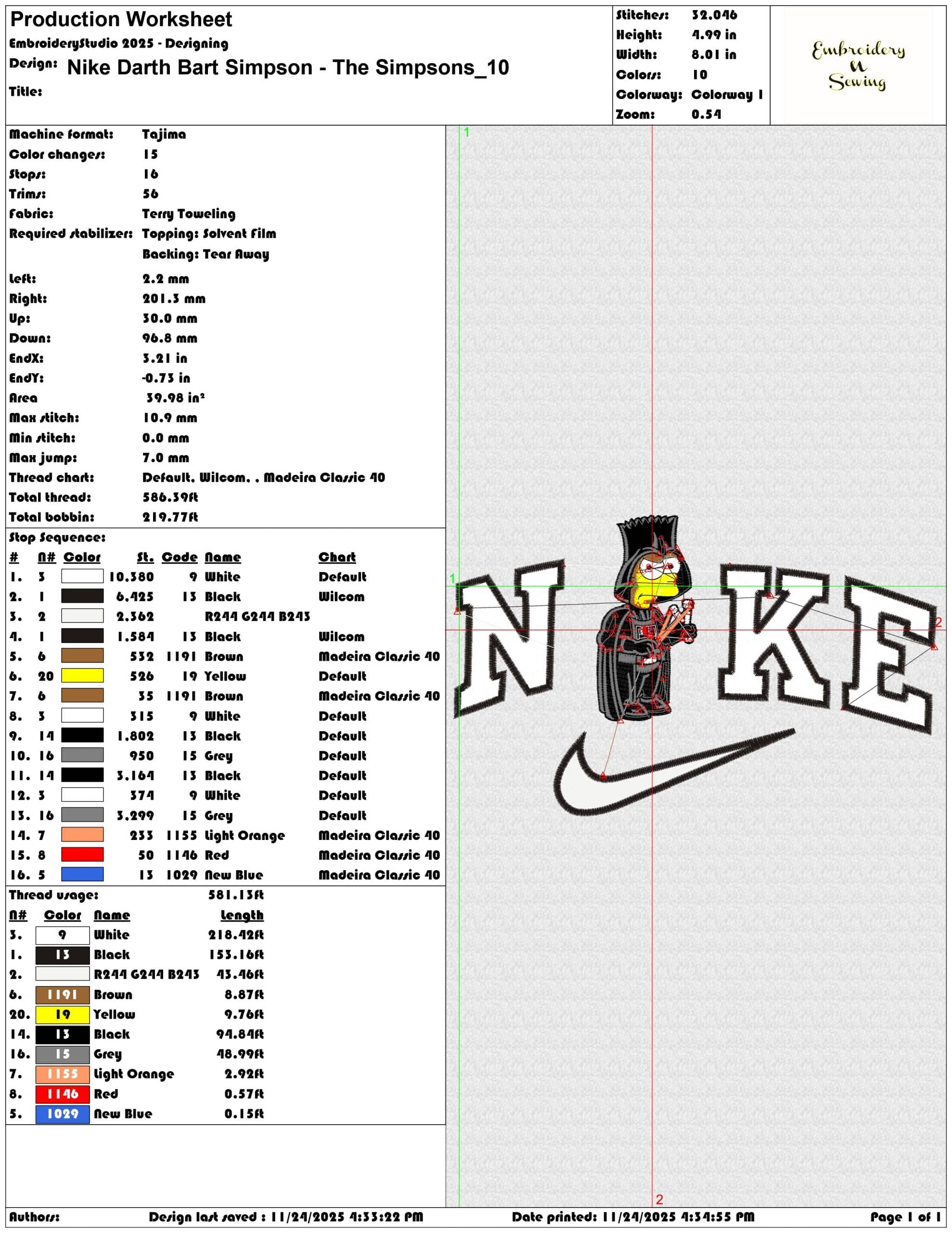 Nike Darth Bart Simpson The Simpsons - Elegant embroidery design file - instant download — view 3