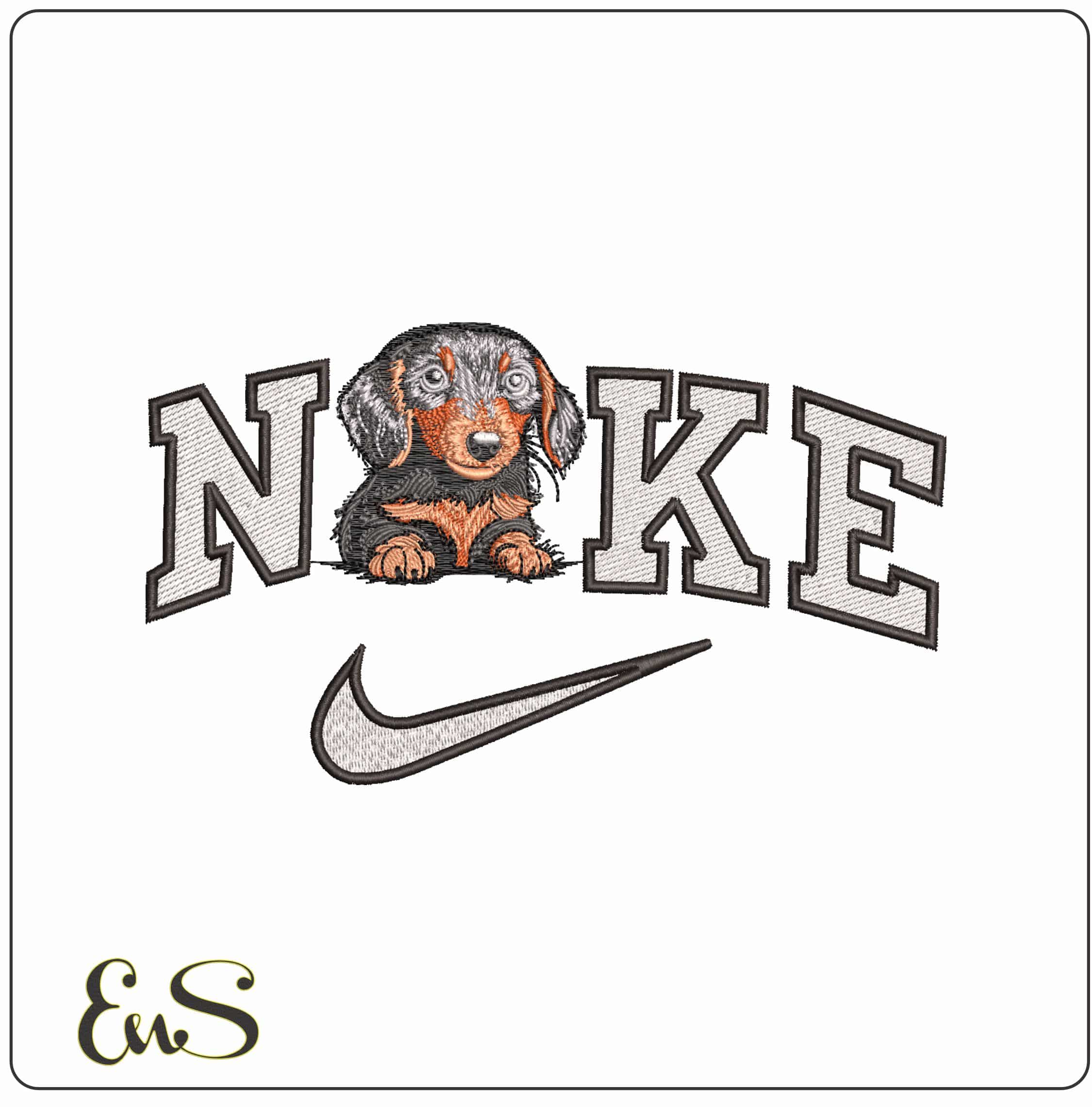 Nike Dashound Laying Down - Elegant embroidery design file - instant download