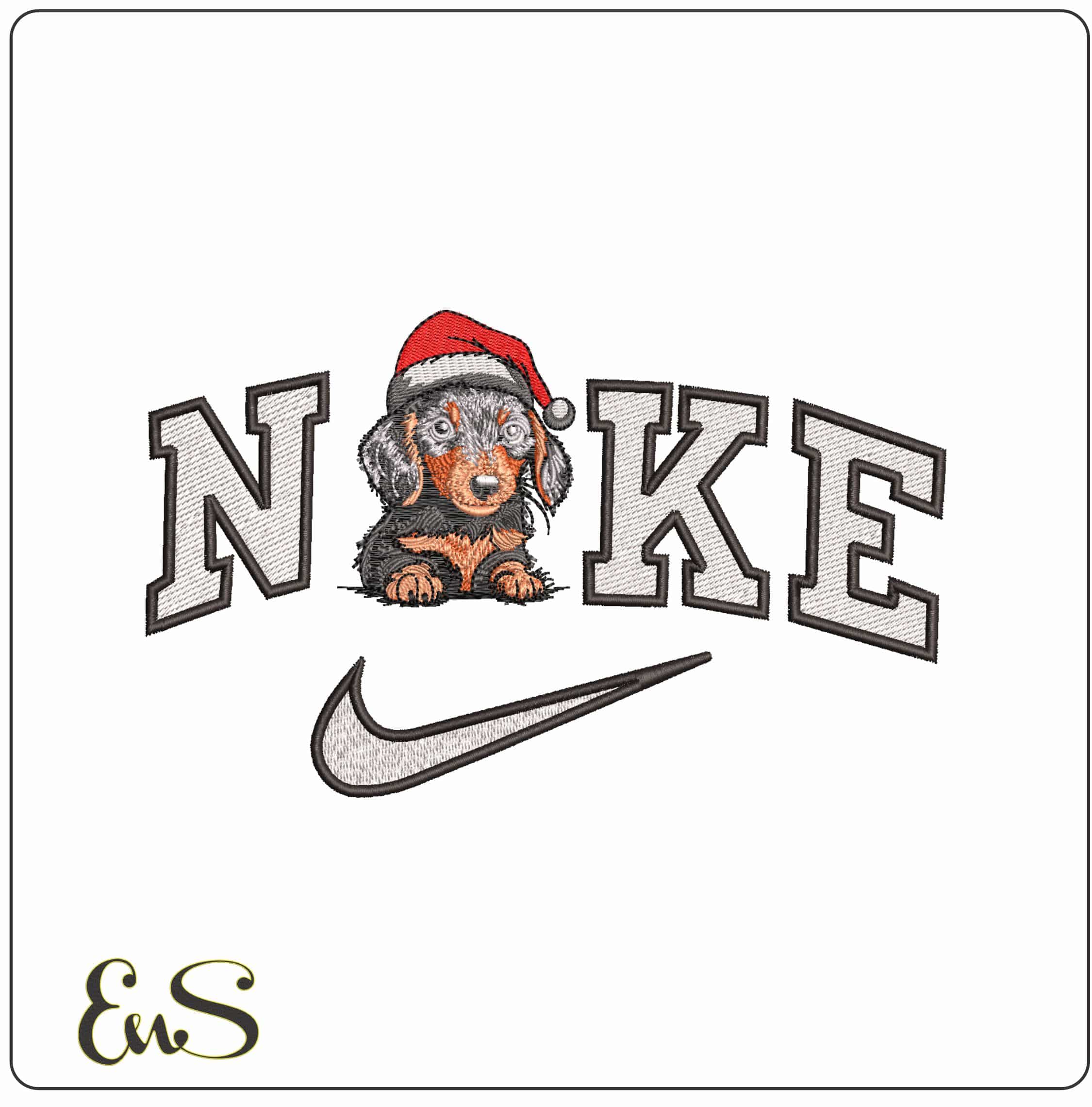 Nike Dashound Santa - Elegant embroidery design file - instant download