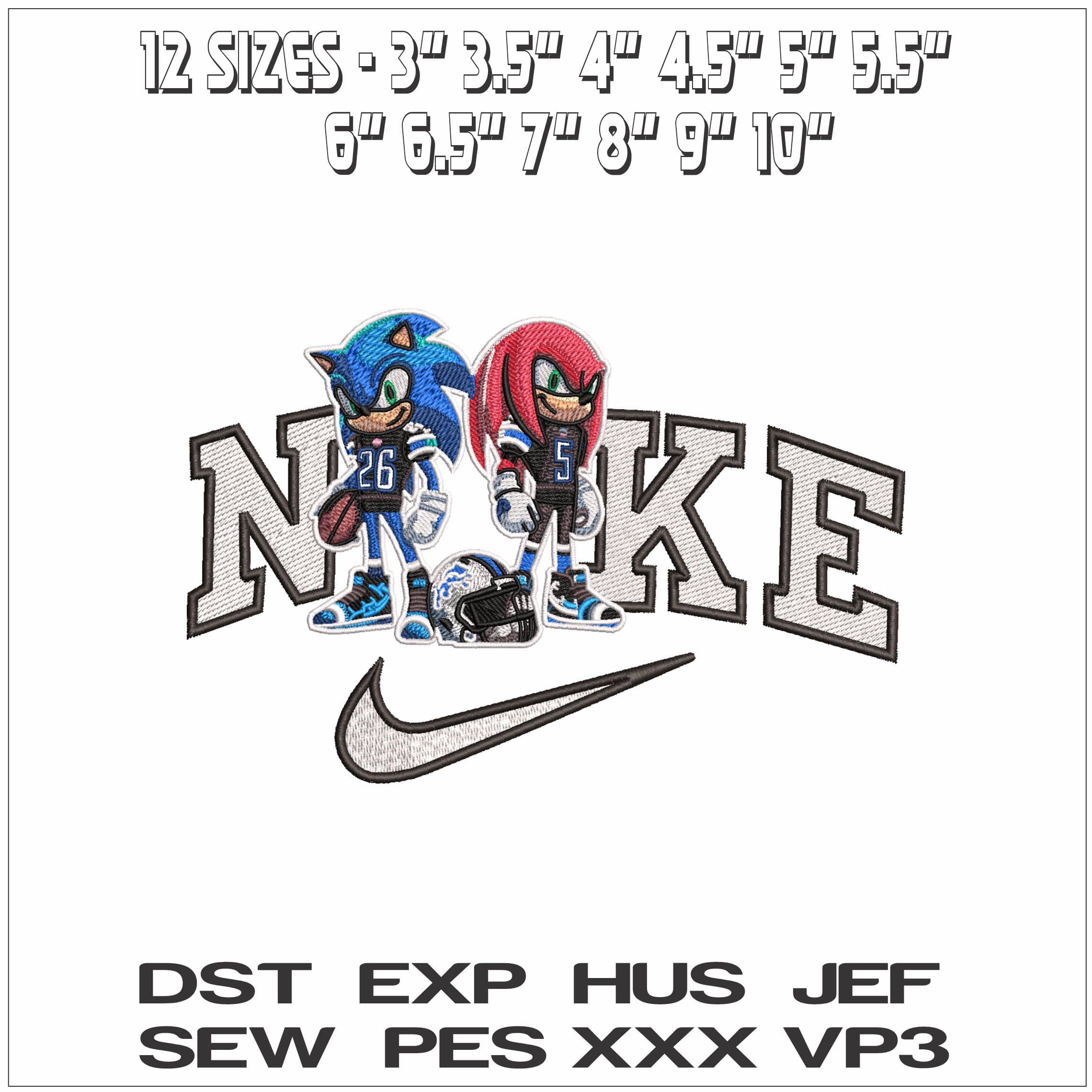 Nike Detroit Lions Helmet Sonic and Shadow Hedgehog - Elegant embroidery design file - instant download — view 2