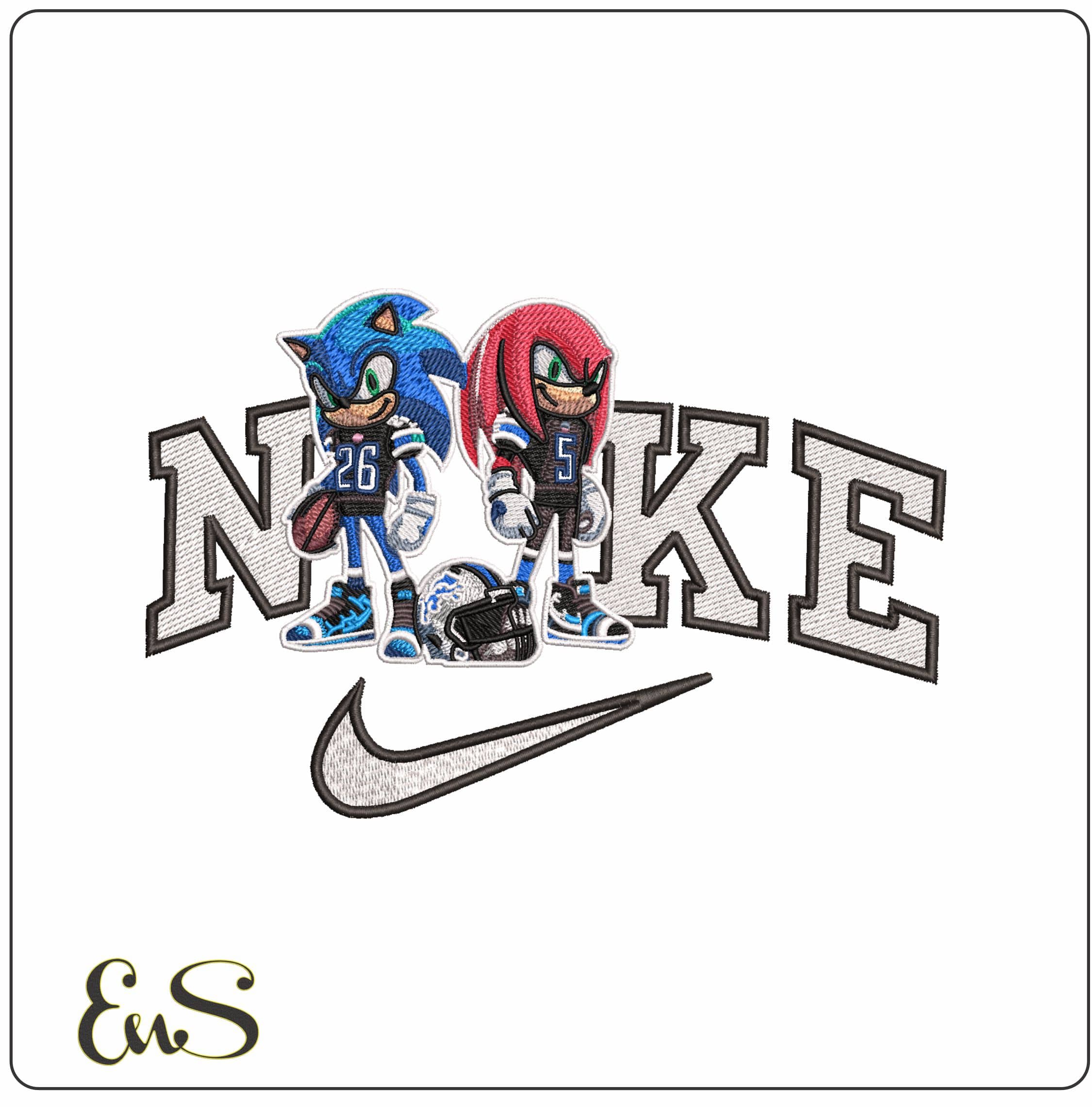 Nike Detroit Lions Helmet Sonic and Shadow Hedgehog - Elegant embroidery design file - instant download