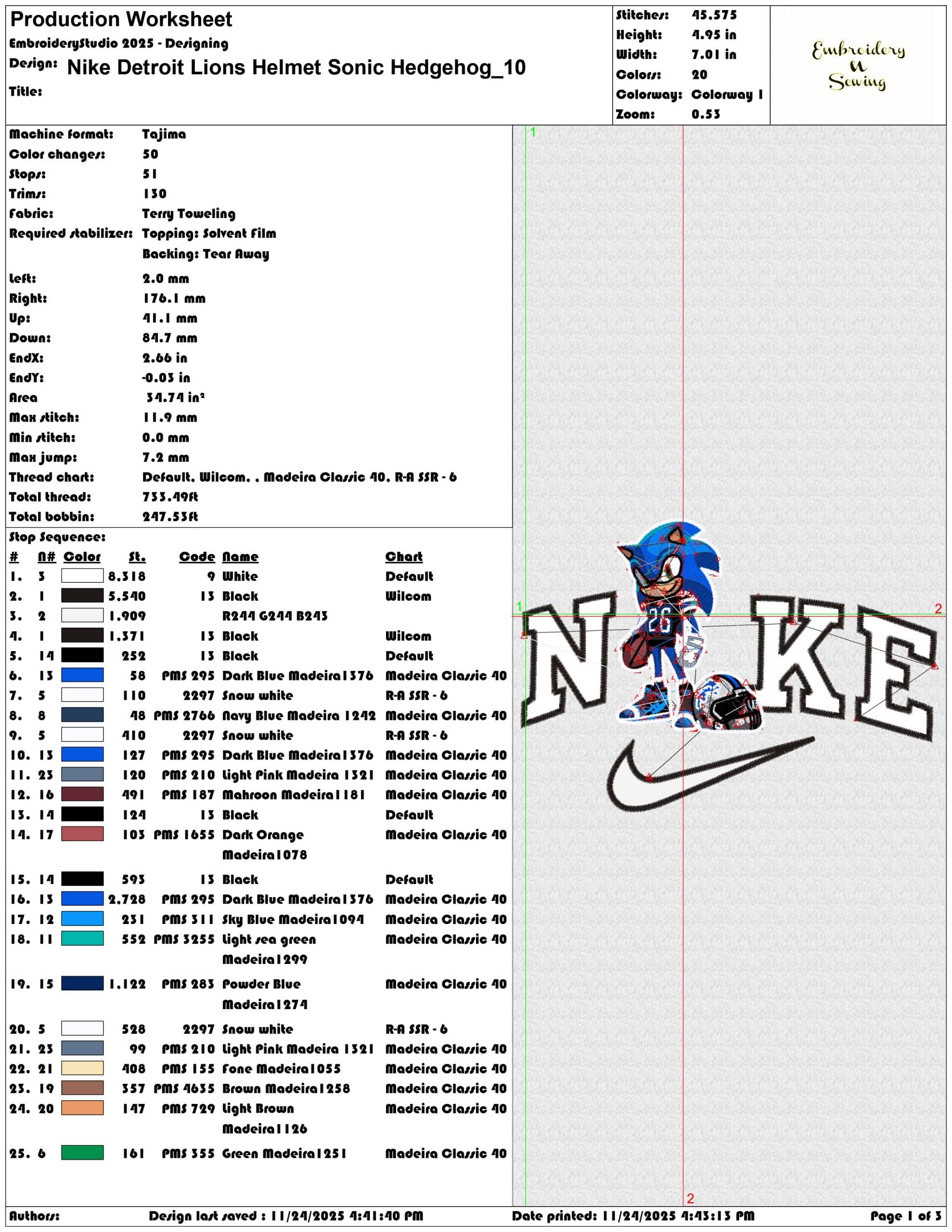 Nike Detroit Lions Helmet Sonic Hedgehog - Elegant embroidery design file - instant download — view 3