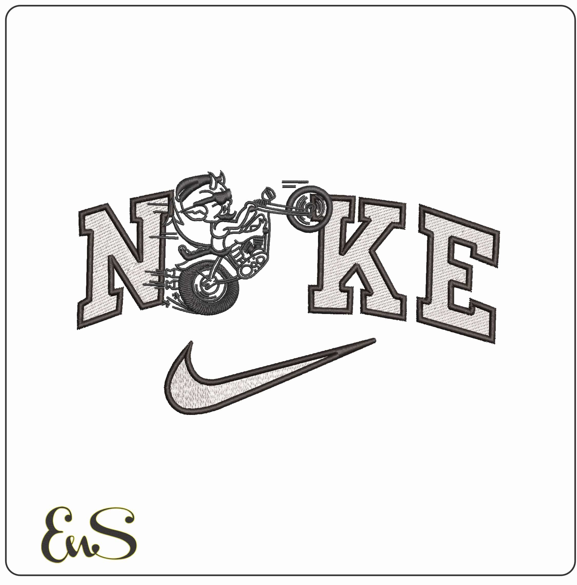 Nike Devil Wheele Motorbike - Elegant embroidery design file - instant download
