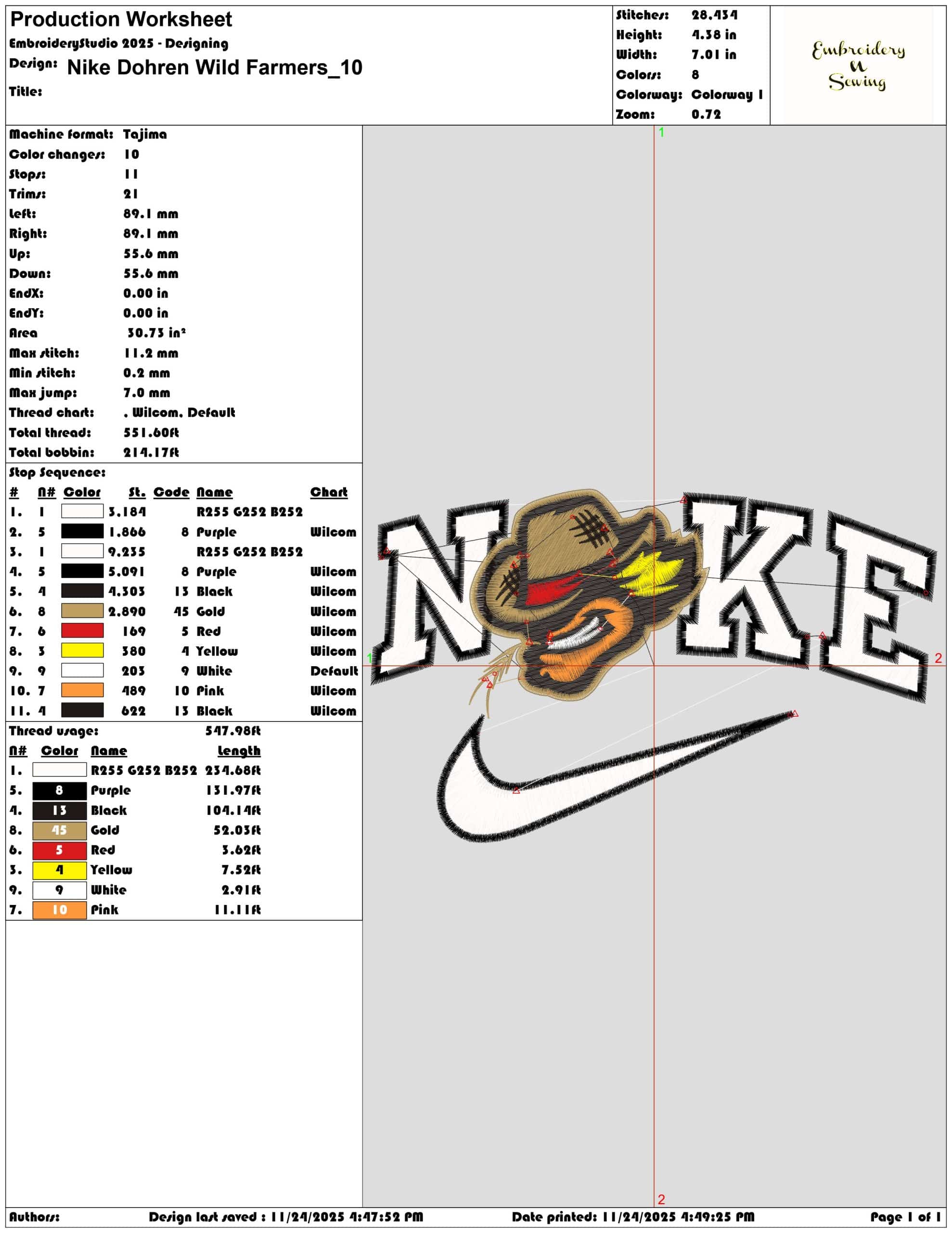 Nike Dohren Wild Farmers - Elegant embroidery design file - instant download — view 3