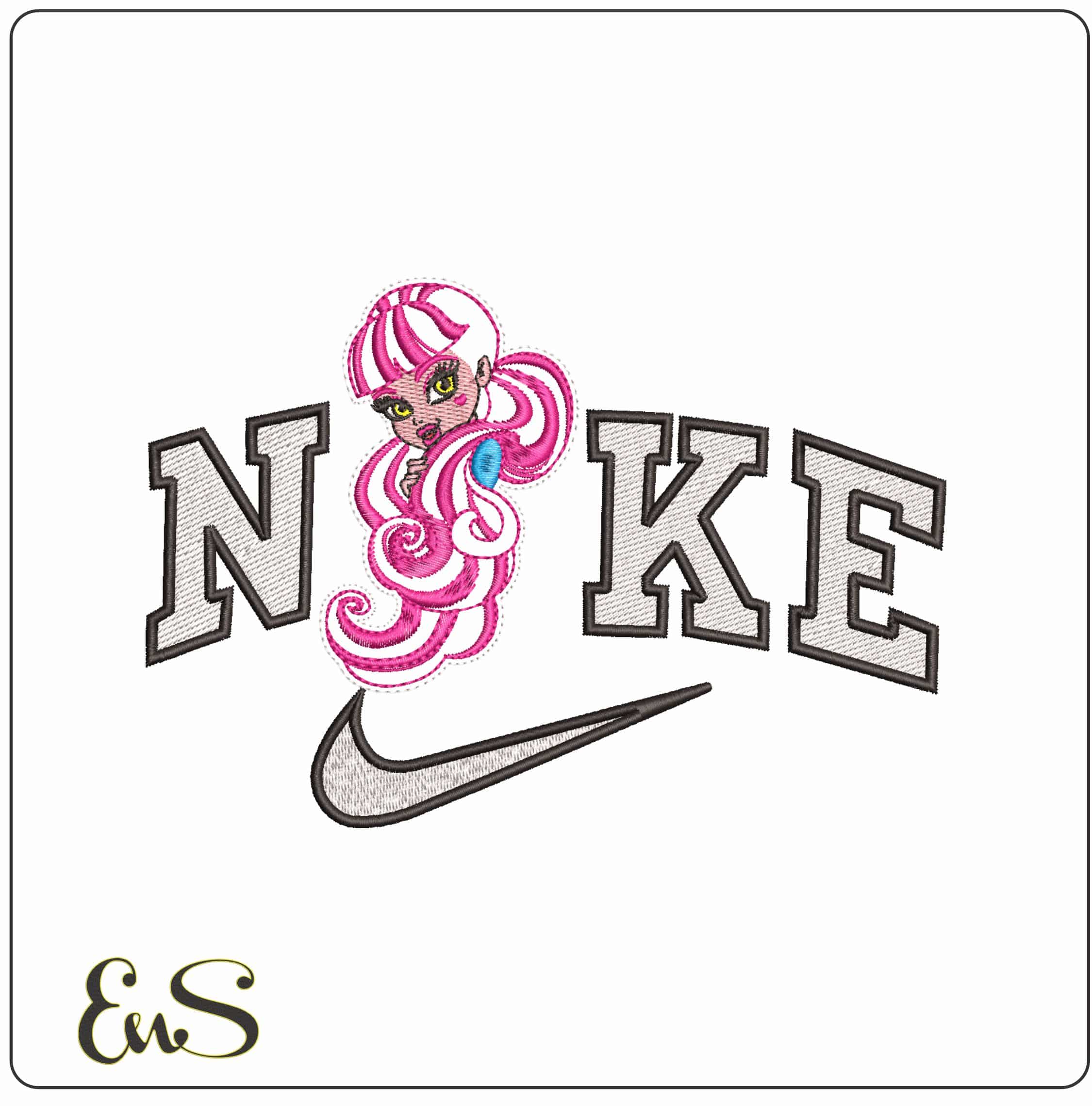 Nike Draculaura Head Monster High - Elegant embroidery design file - instant download