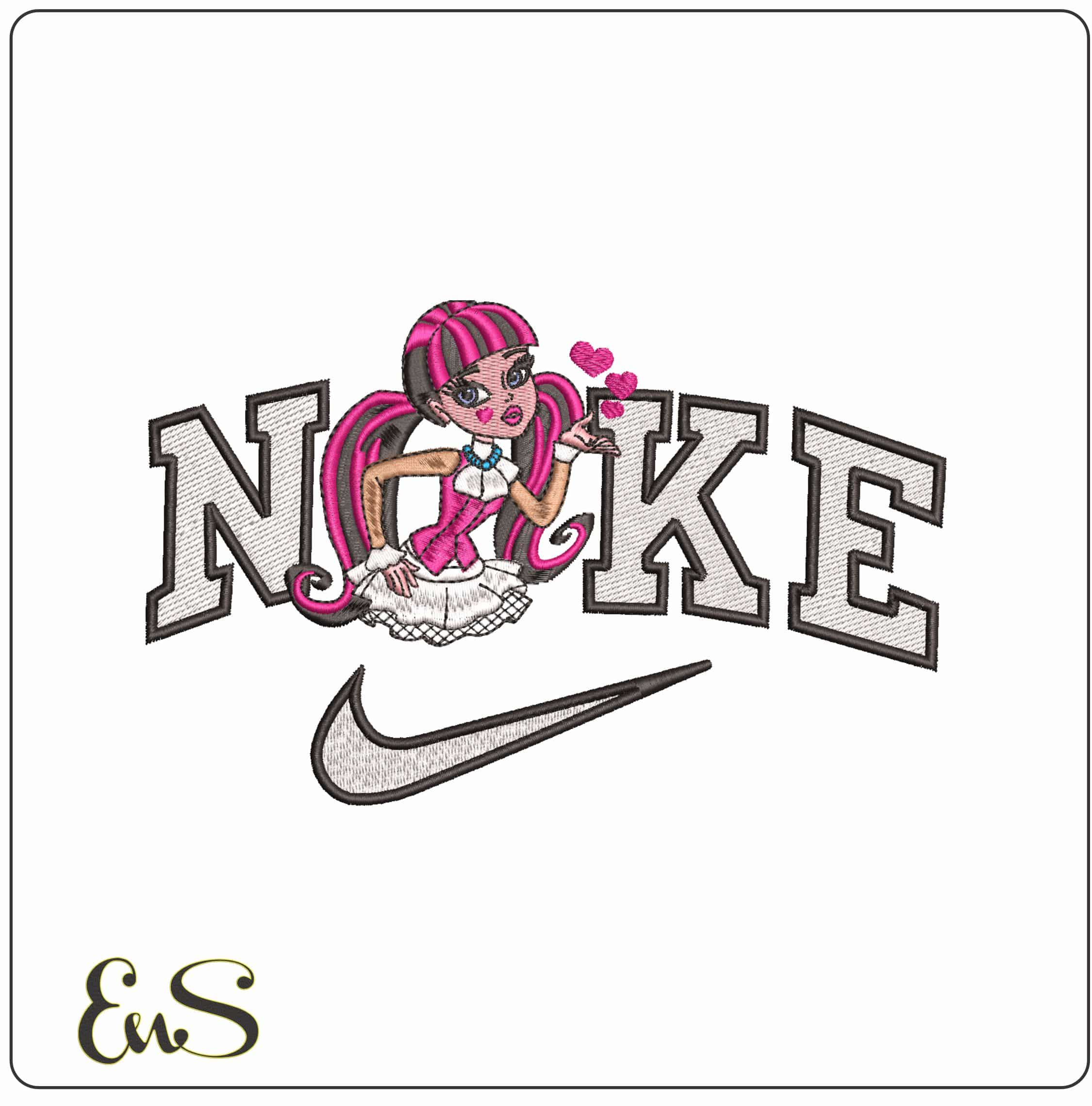 Nike Draculaura Torso Monster High - Elegant embroidery design file - instant download