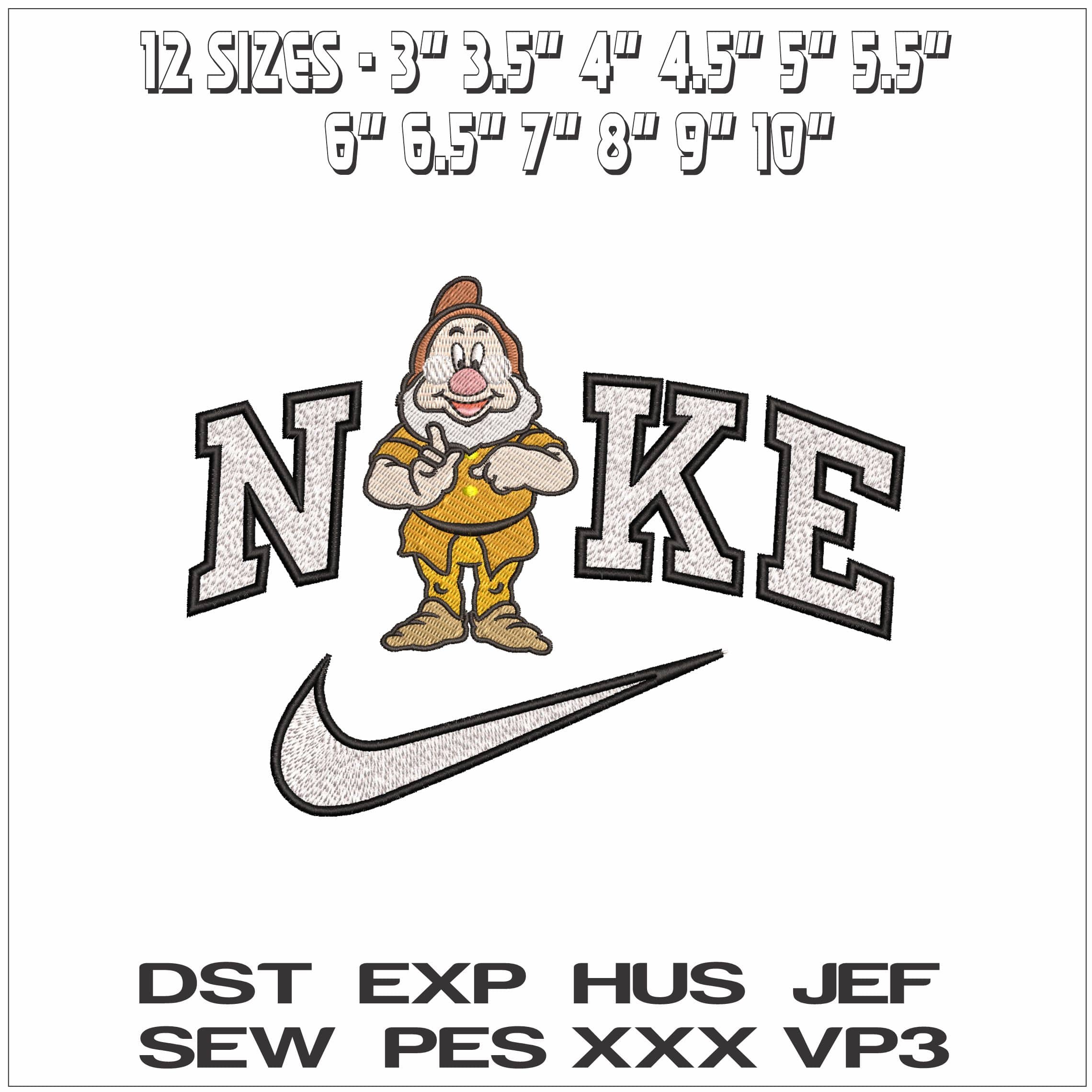 Nike Dwarf Doc Snow White Disney - Elegant embroidery design file - instant download — view 2