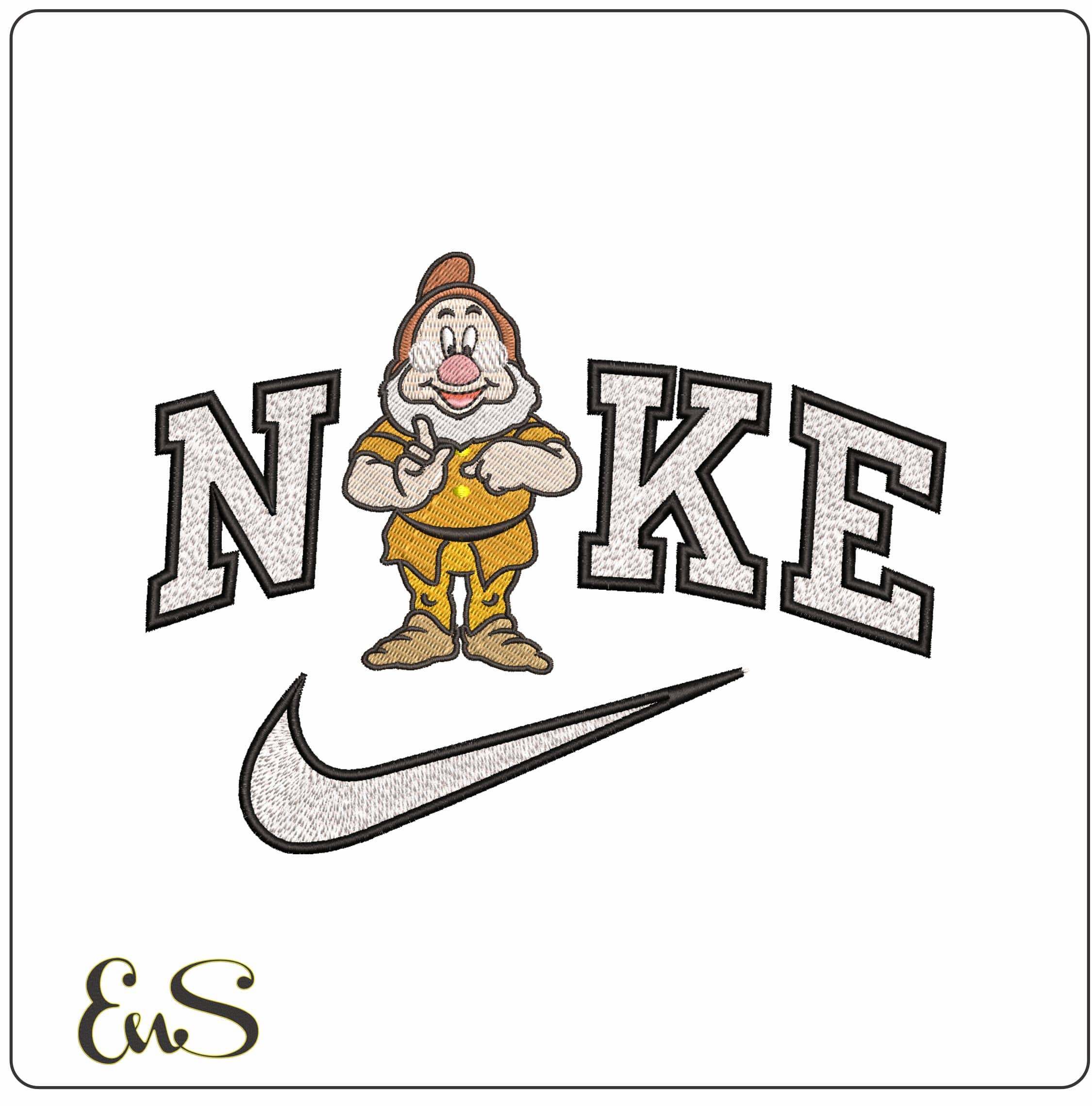 Nike Dwarf Doc Snow White Disney - Elegant embroidery design file - instant download
