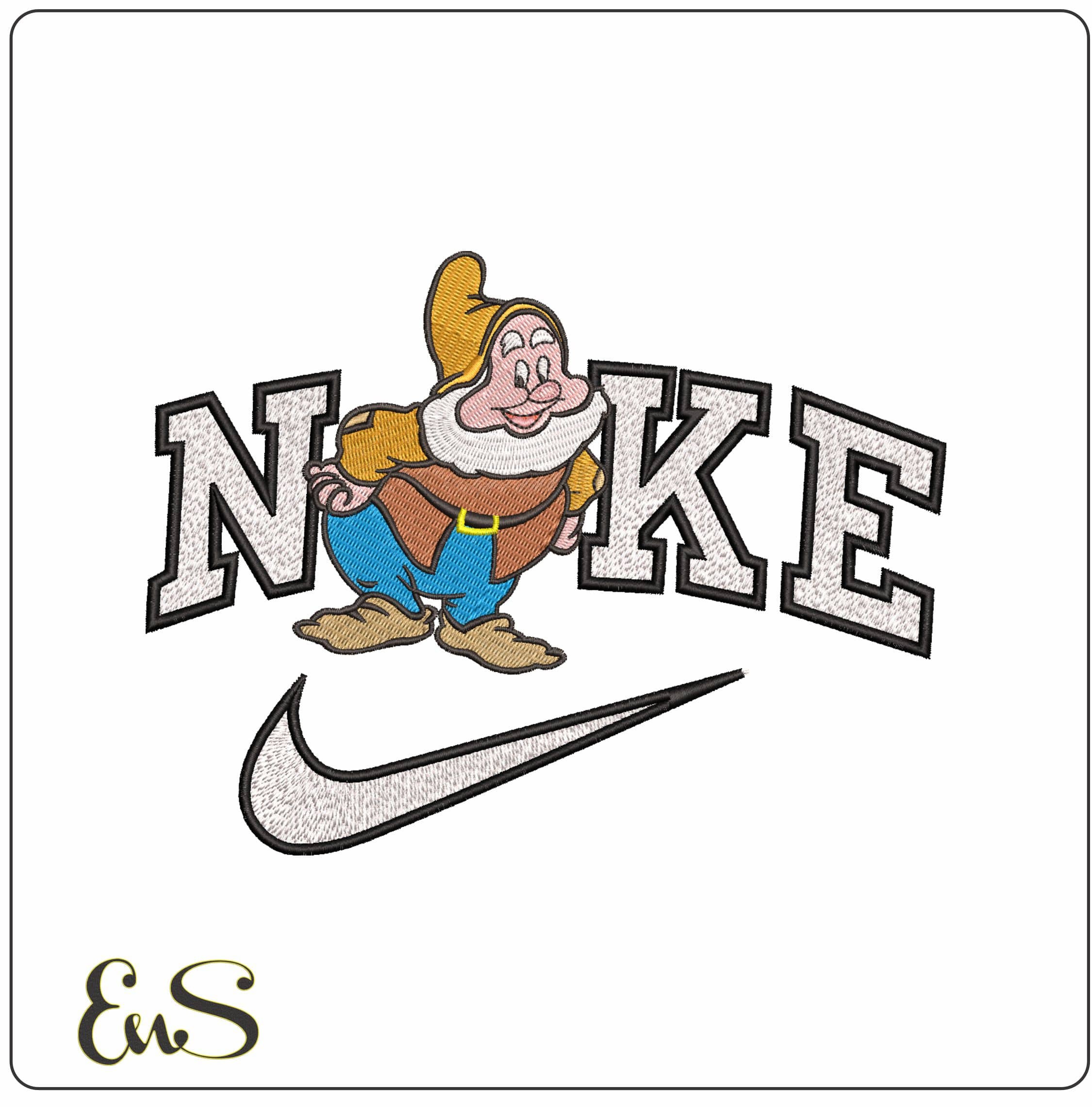 Nike Dwarf Happy Snow White Disney - Elegant embroidery design file - instant download