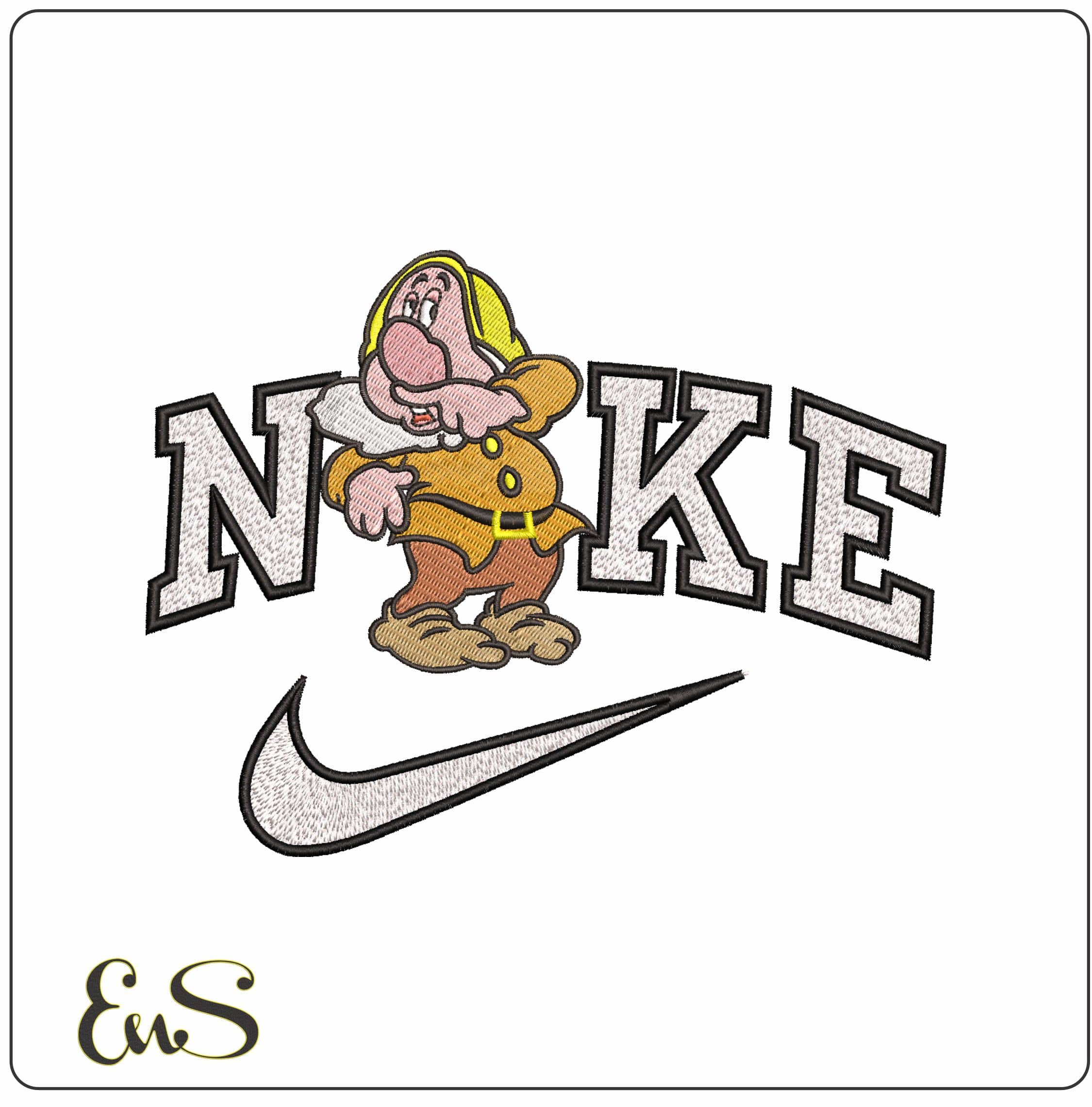 Nike Dwarf Sneezy Snow White Disney - Elegant embroidery design file - instant download