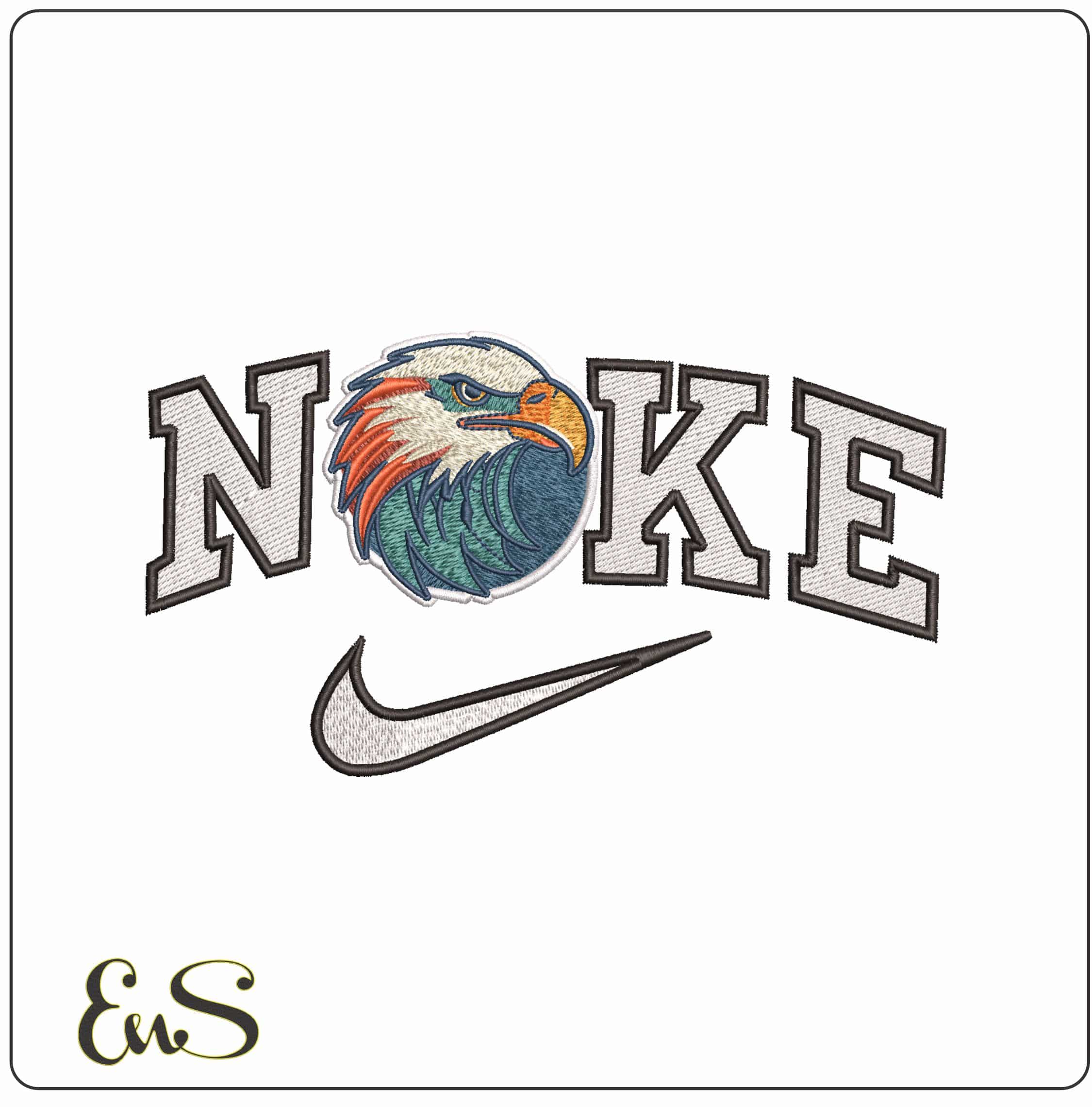 Nike Eagles Heads - Elegant embroidery design file - instant download