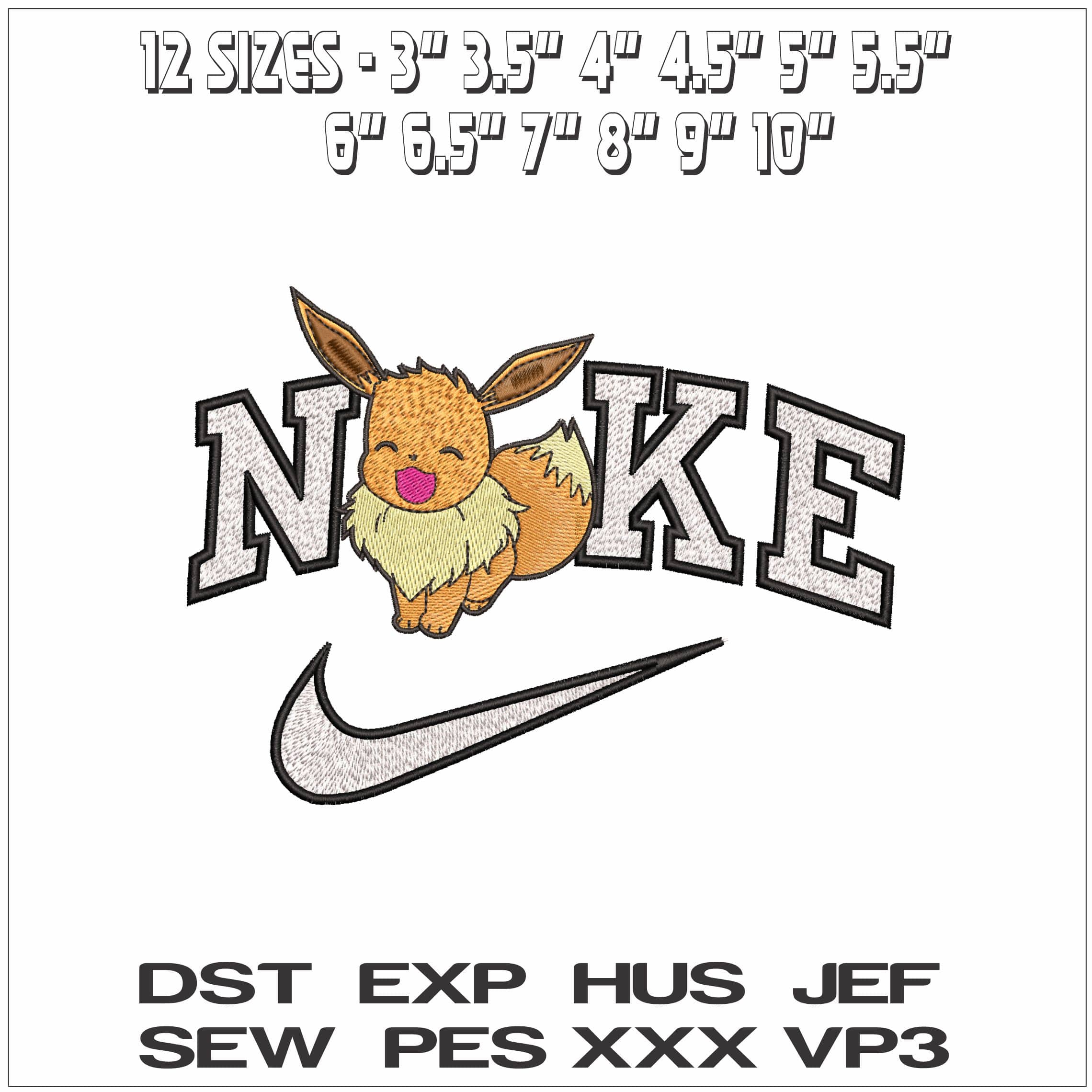 Nike Eevee pokemon Anime - Elegant embroidery design file - instant download — view 2