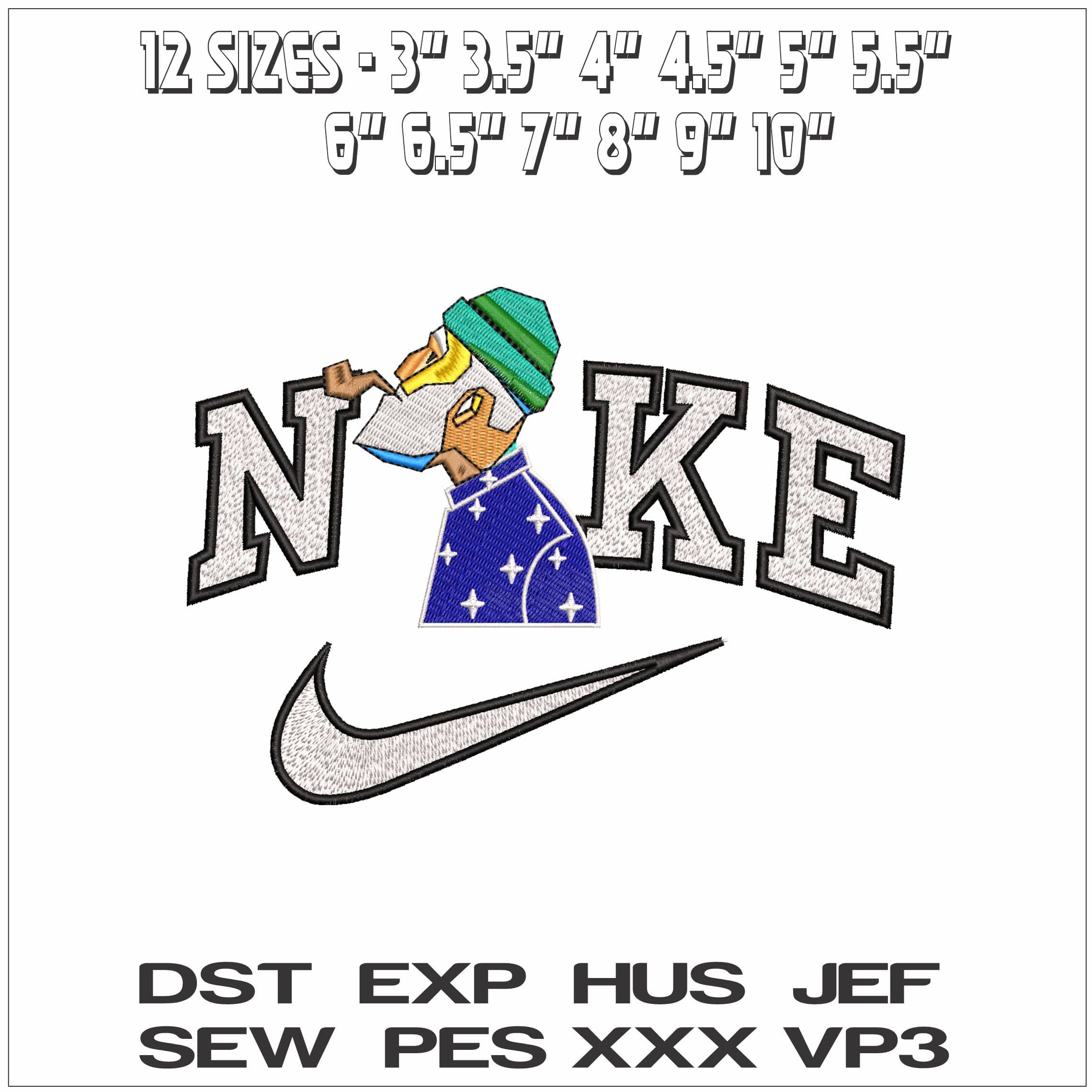 Nike Elenex old man with Pipe - Elegant embroidery design file - instant download — view 2