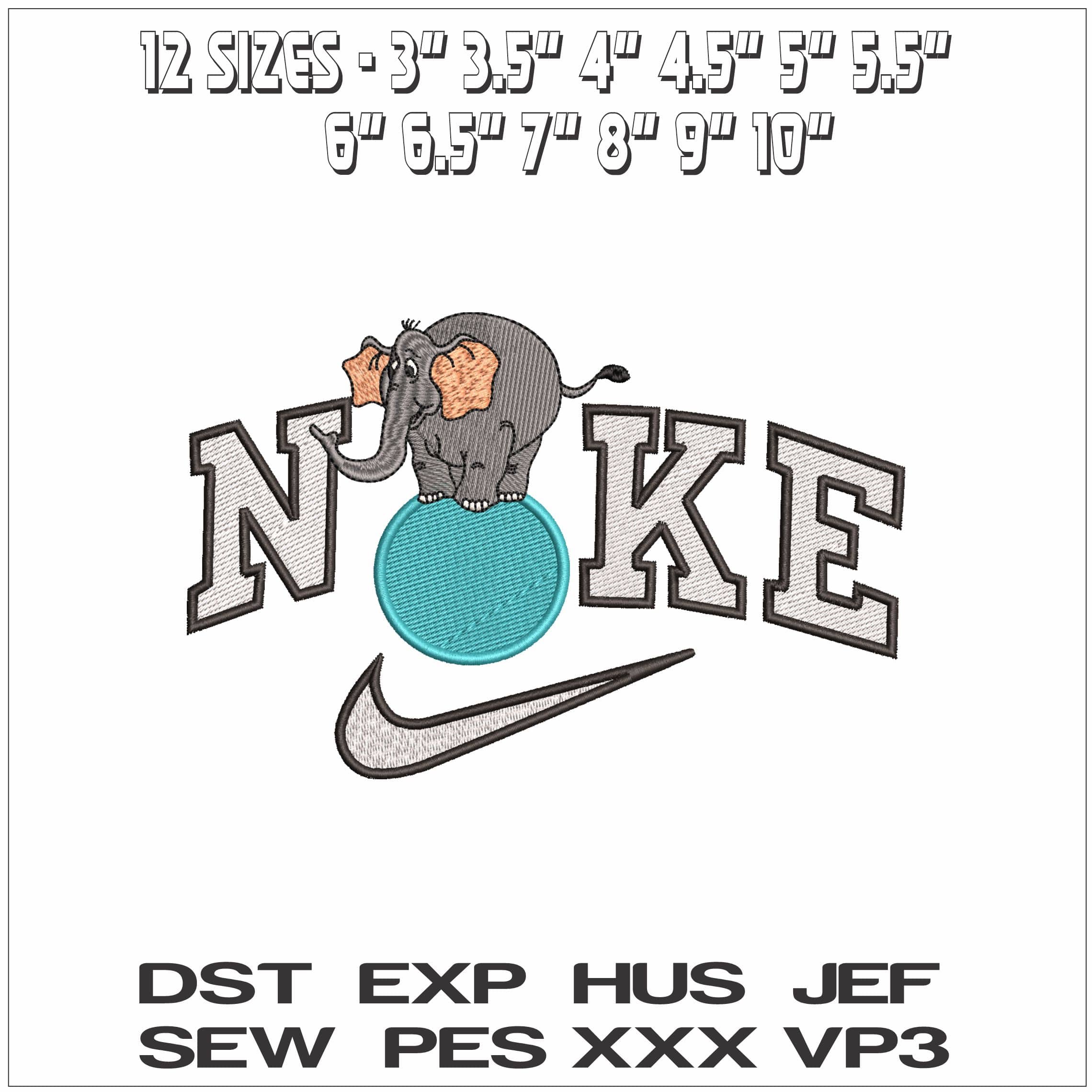 Nike Elephant balance on ball - Elegant embroidery design file - instant download — view 2