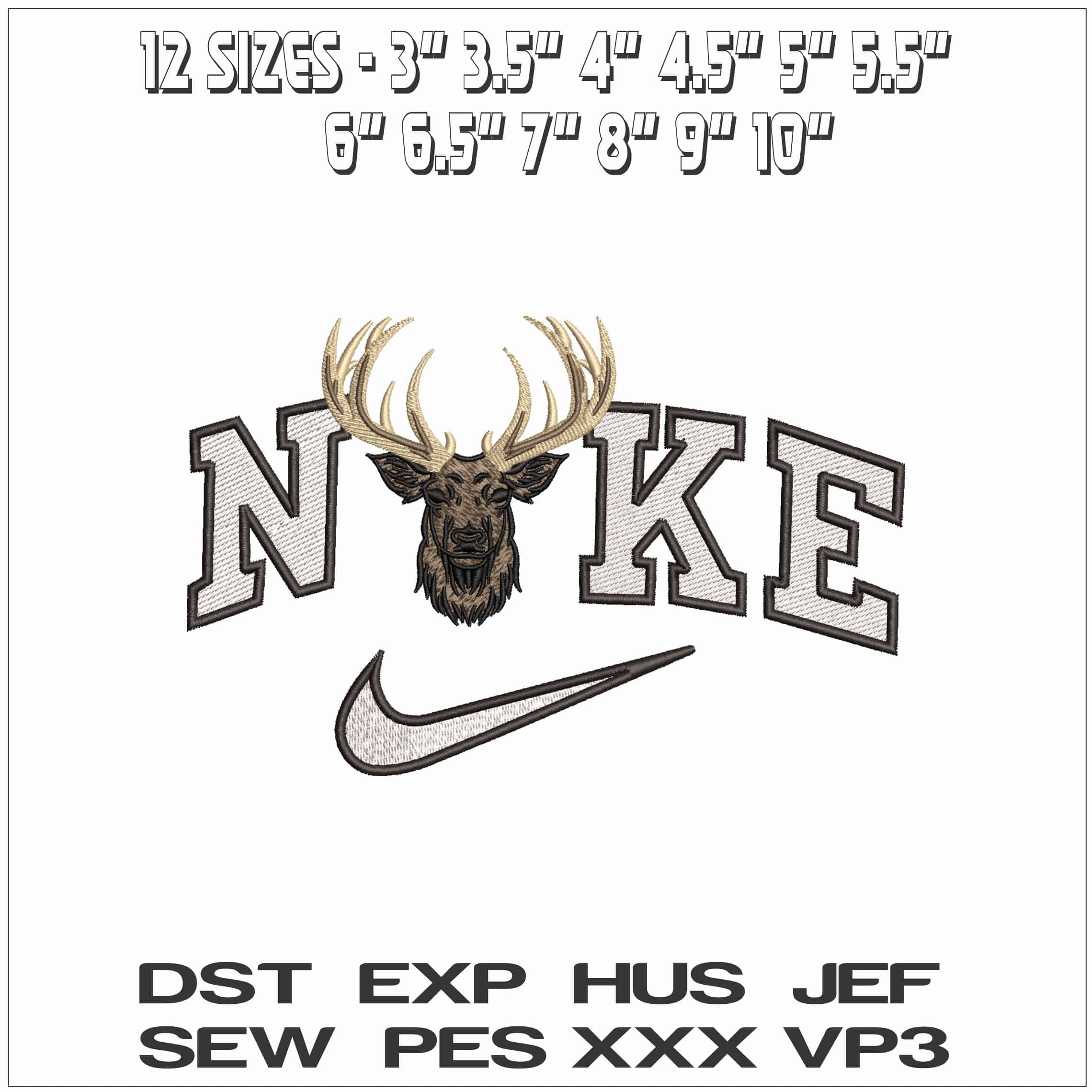 Nike Elks Head- Elegant embroidery design file - instant download — view 2