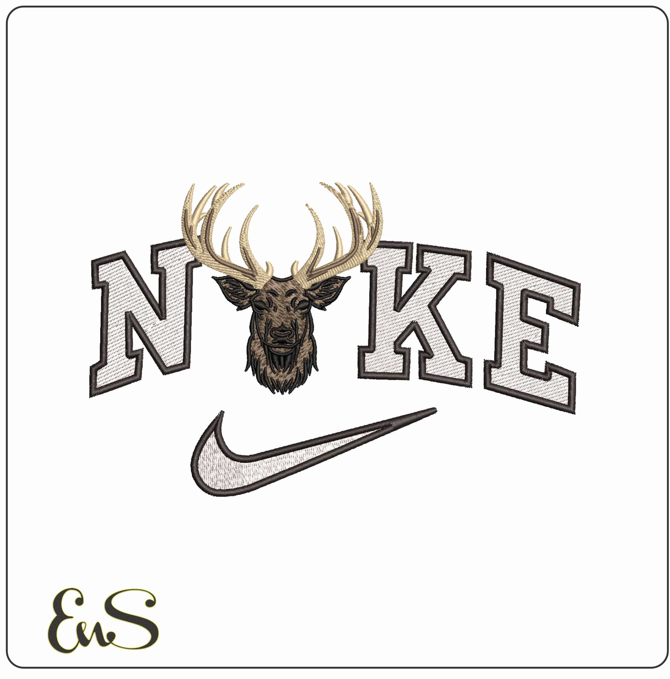 Nike Elks Head- Elegant embroidery design file - instant download