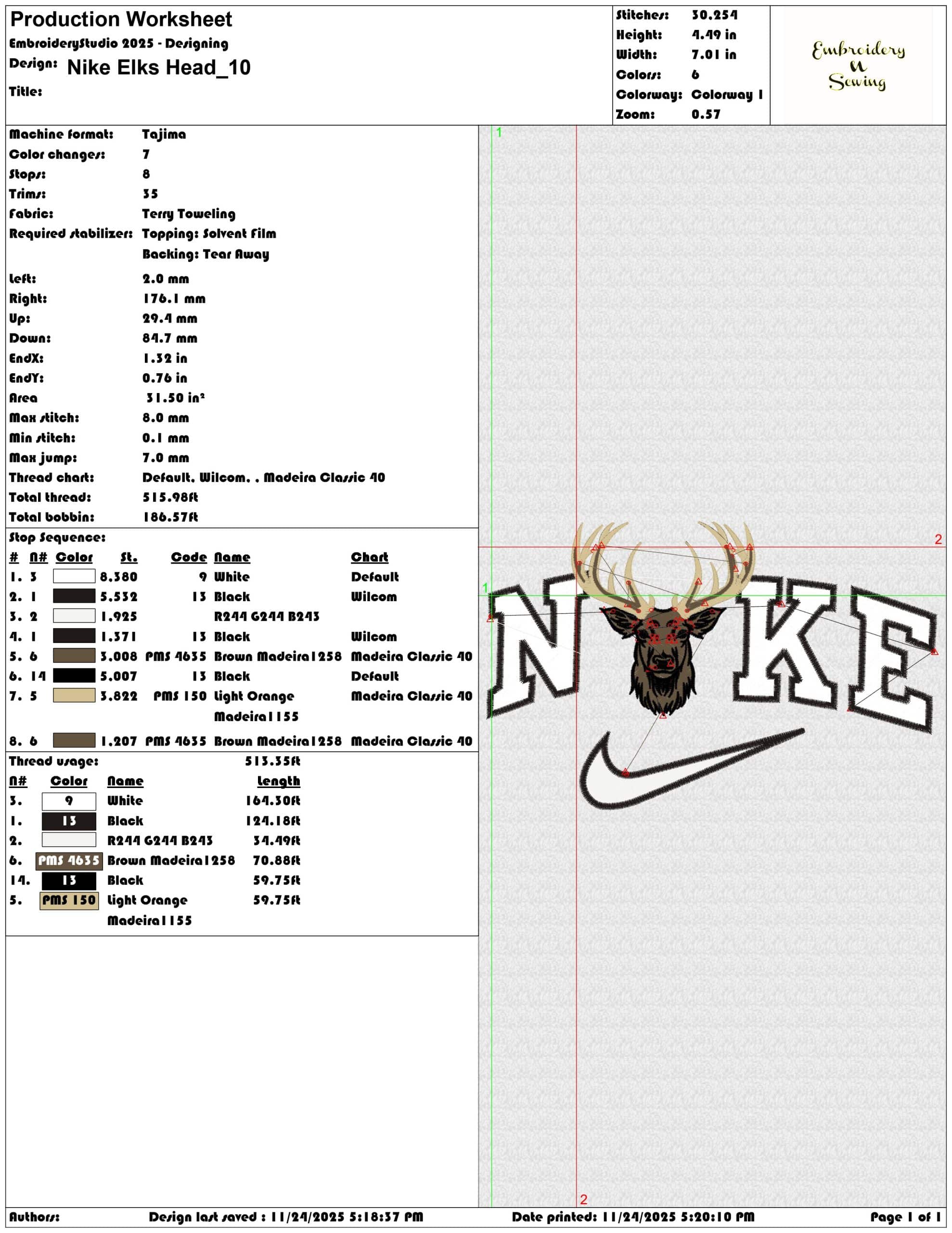 Nike Elks Head- Elegant embroidery design file - instant download — view 3