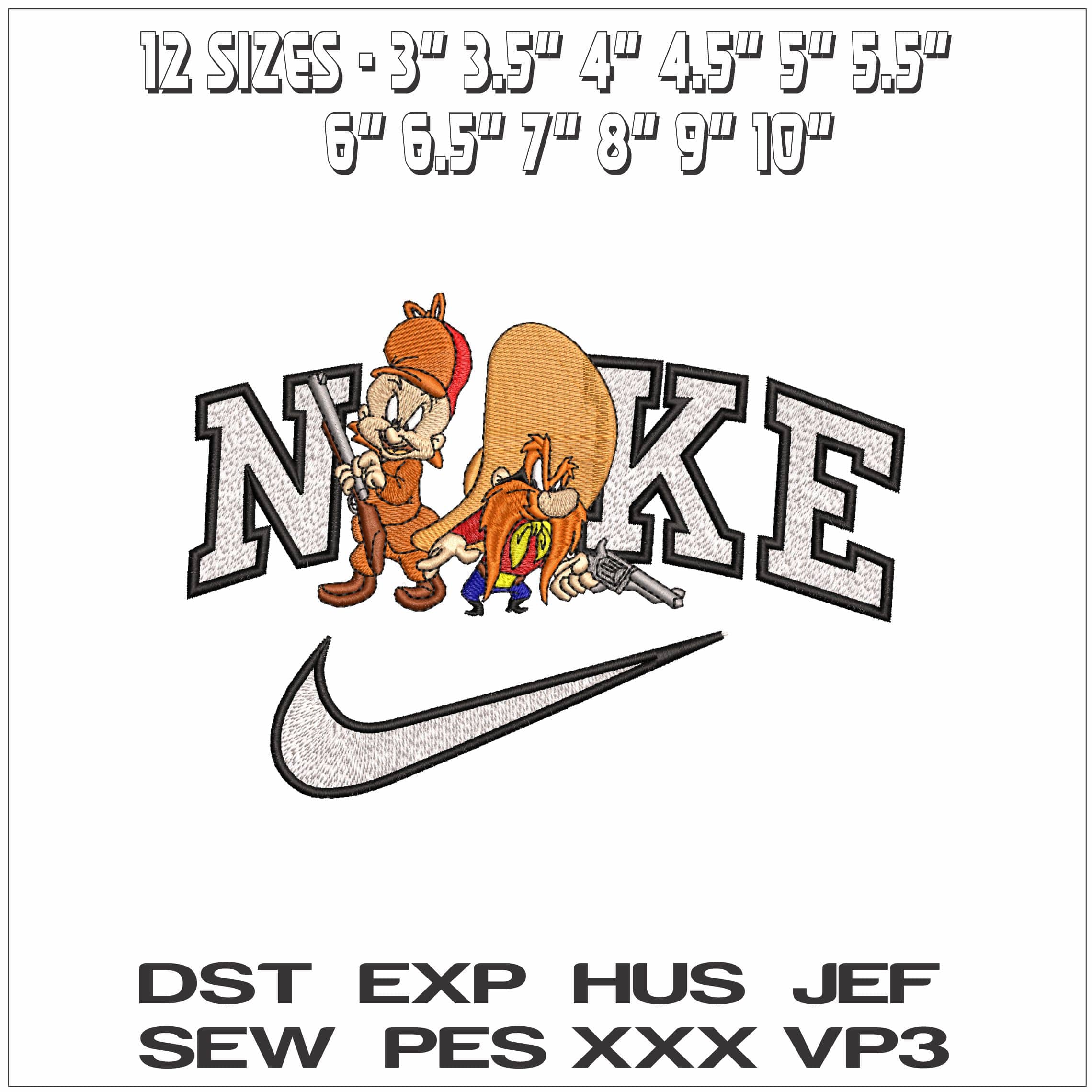 Nike Elmer Fud Yosemite Sam Looney Tunes- Elegant embroidery design file - instant download — view 2