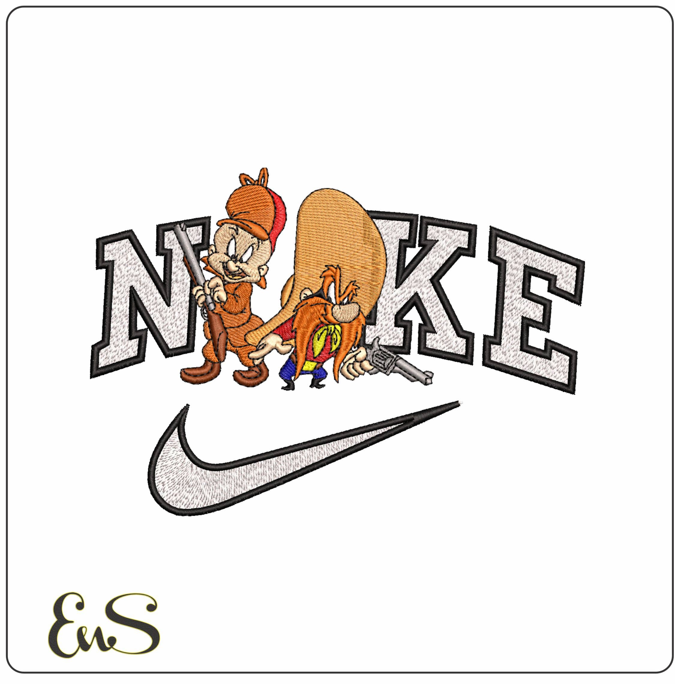 Nike Elmer Fud Yosemite Sam Looney Tunes- Elegant embroidery design file - instant download