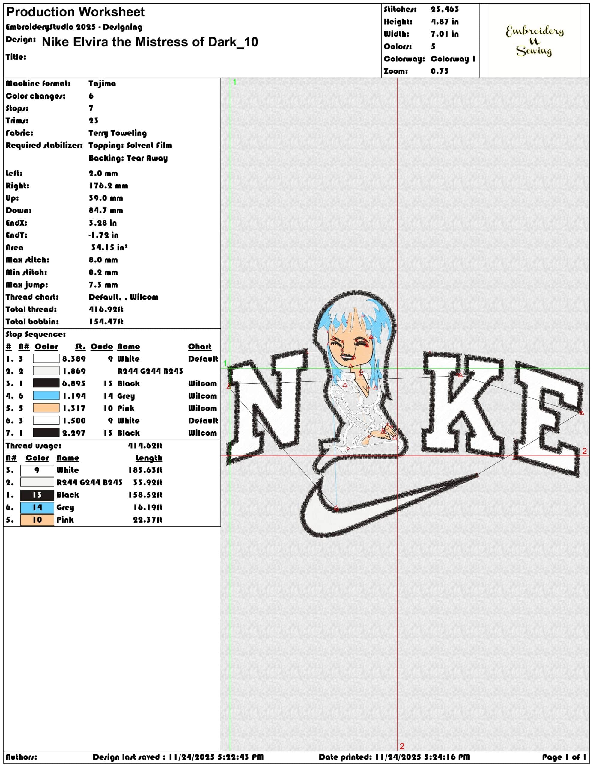 Nike Elvira the Mistress of Dark- Elegant embroidery design file - instant download — view 3