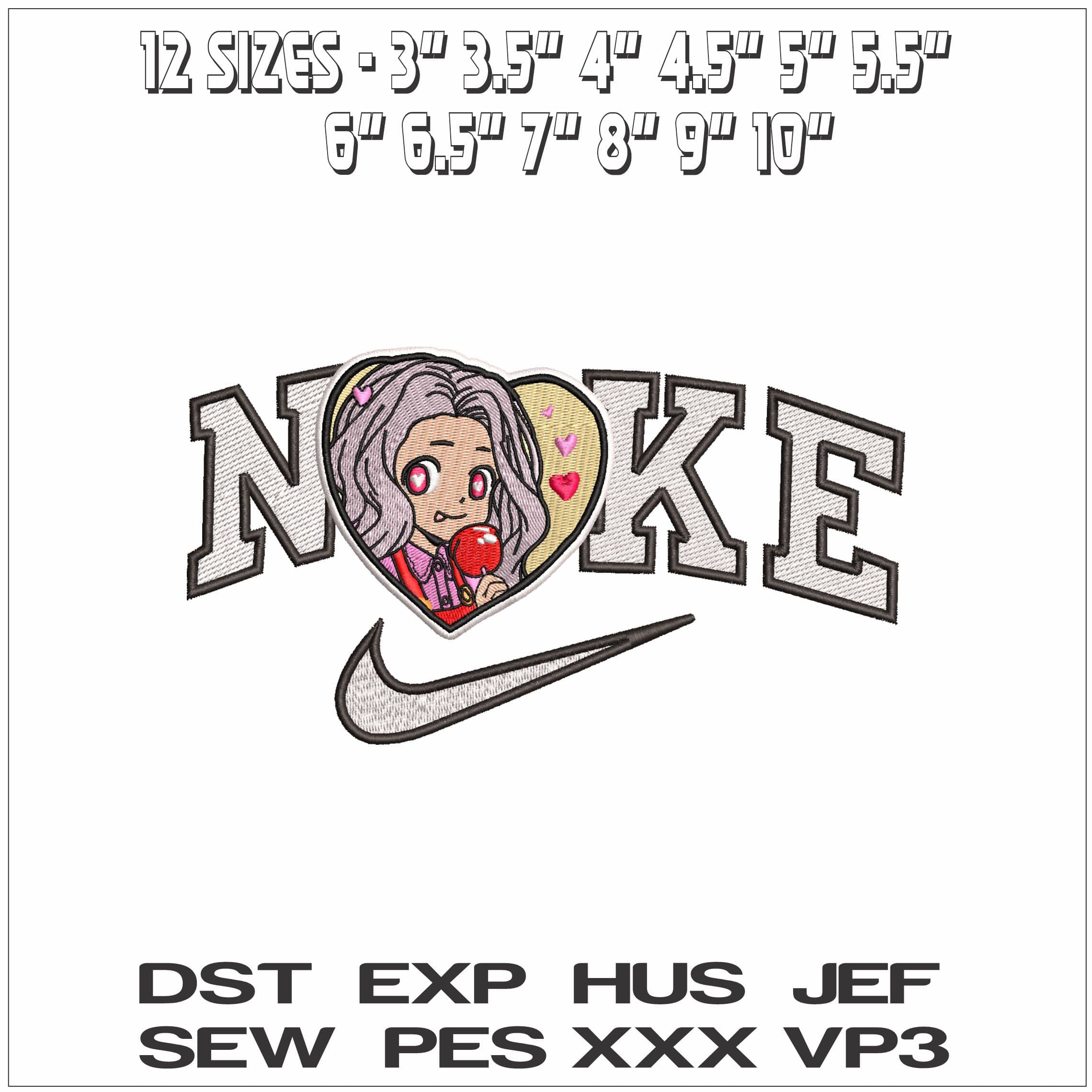 Nike Eri Rewind Heart My Hero Academia Anime- Elegant embroidery design file - instant download — view 2