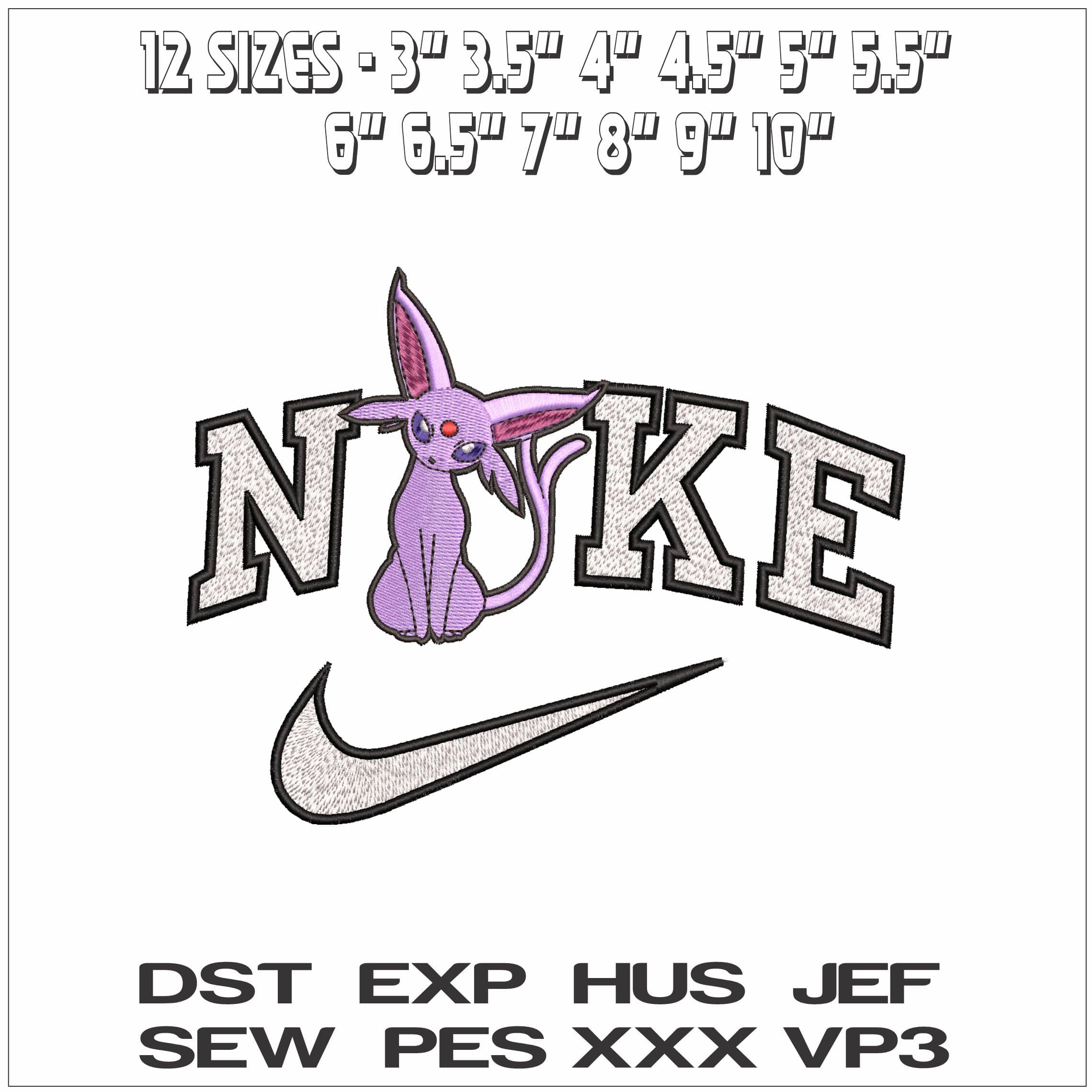 Nike Espeon Pokemon Anime- Elegant embroidery design file - instant download — view 2