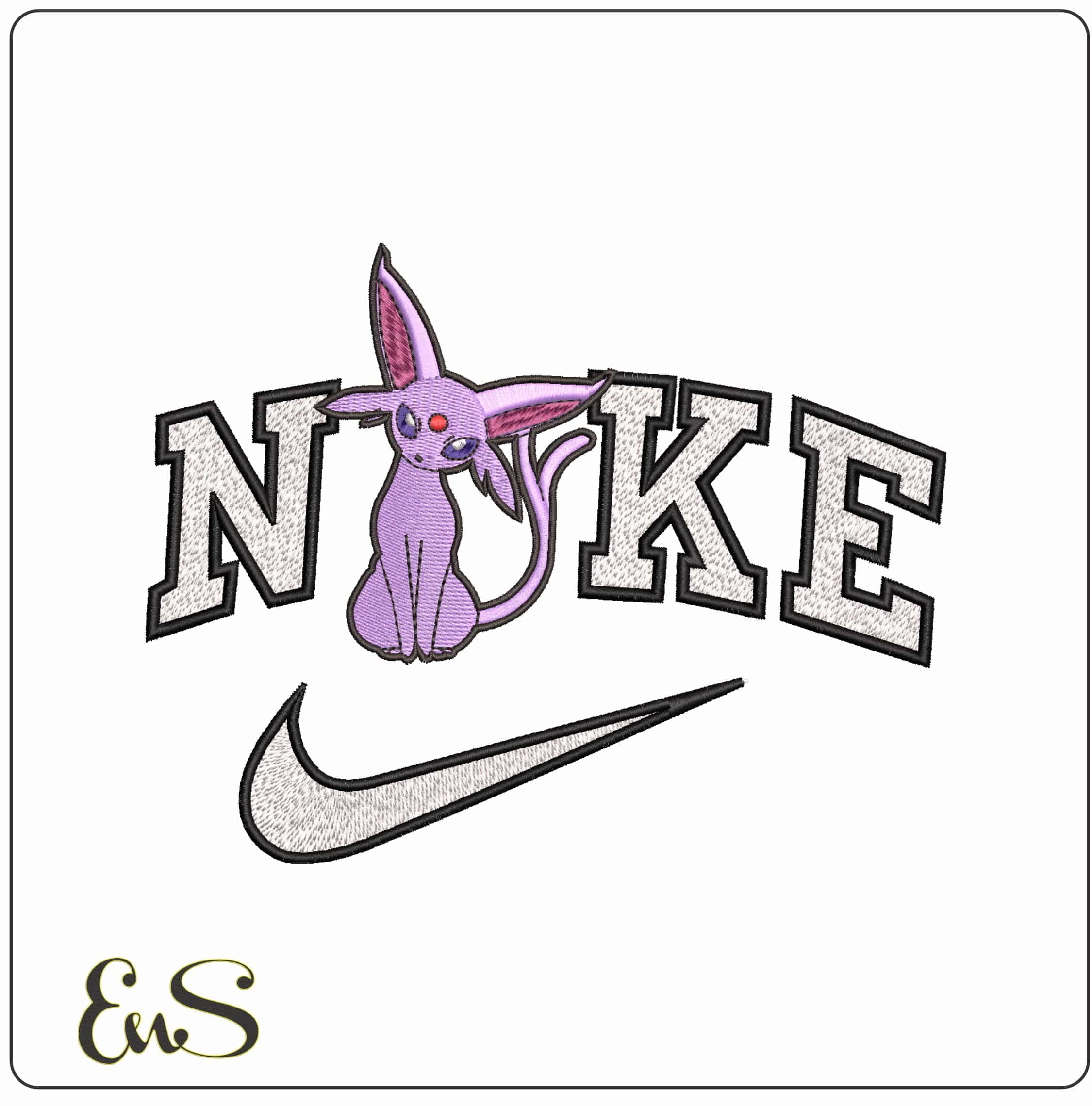 Nike Espeon Pokemon Anime- Elegant embroidery design file - instant download