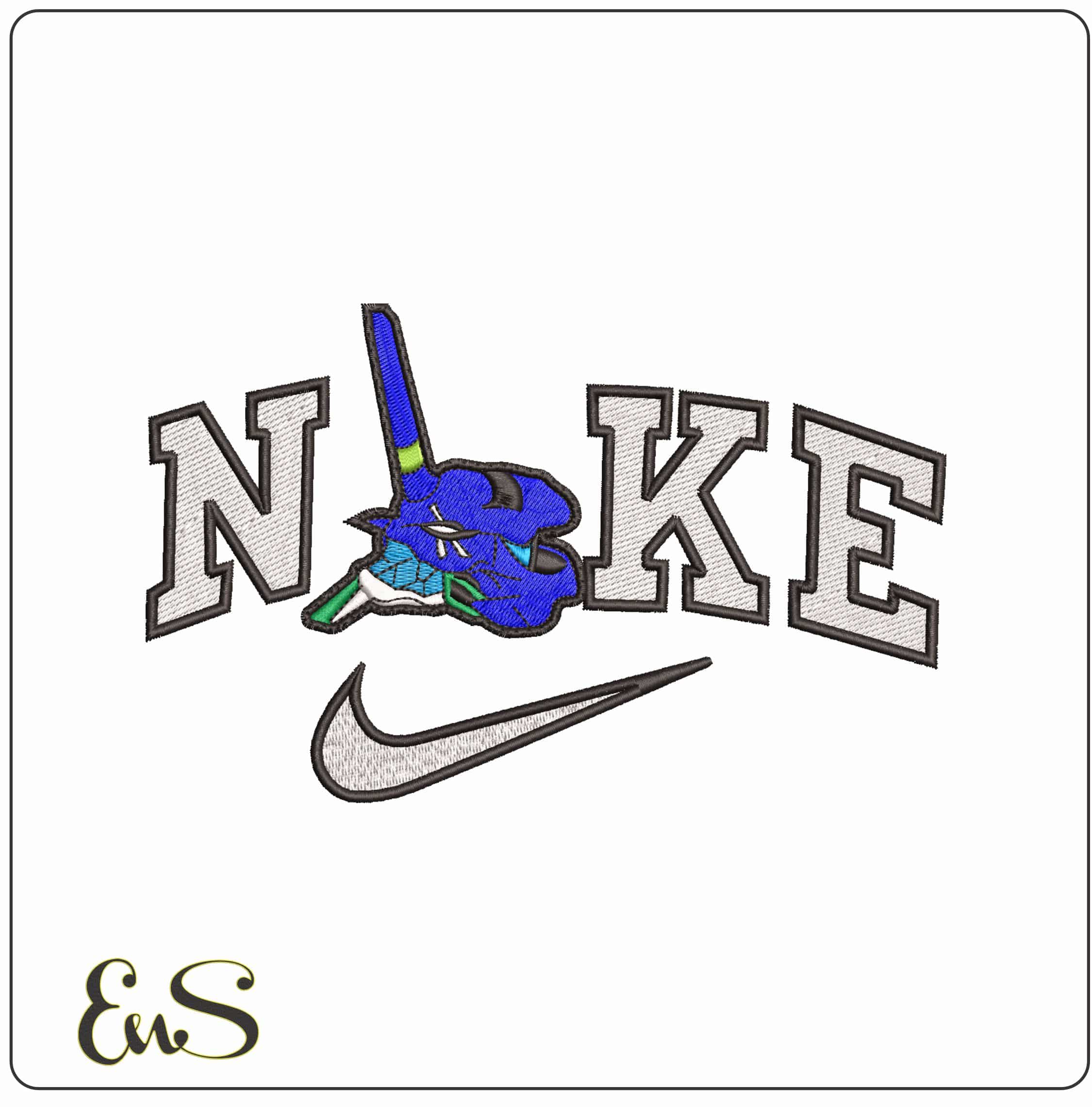 Nike Evangelion Unit 01 Neon Genesis Anime- Elegant embroidery design file - instant download
