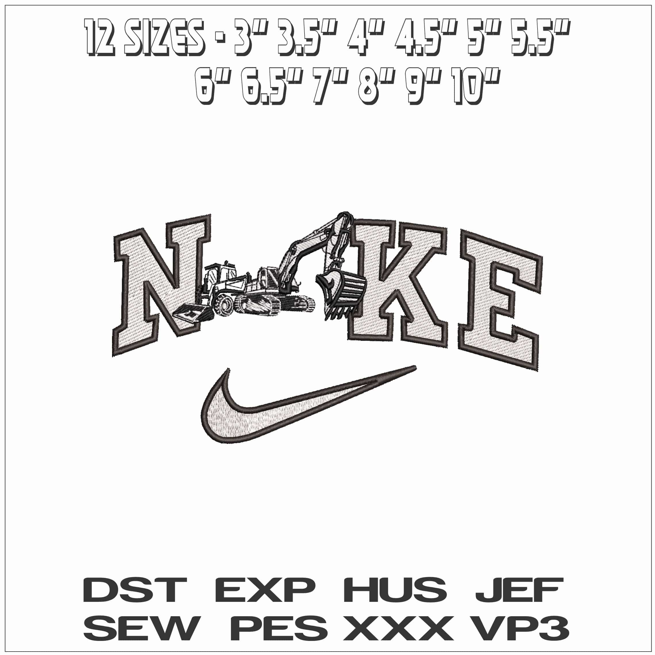 Nike Excavators- Elegant embroidery design file - instant download — view 2