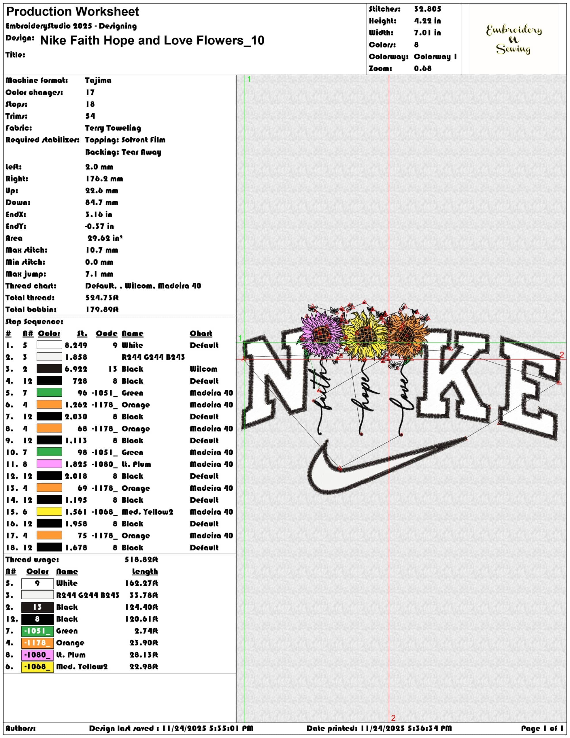 Nike Faith Hope and Love Flowers- Elegant embroidery design file - instant download — view 3