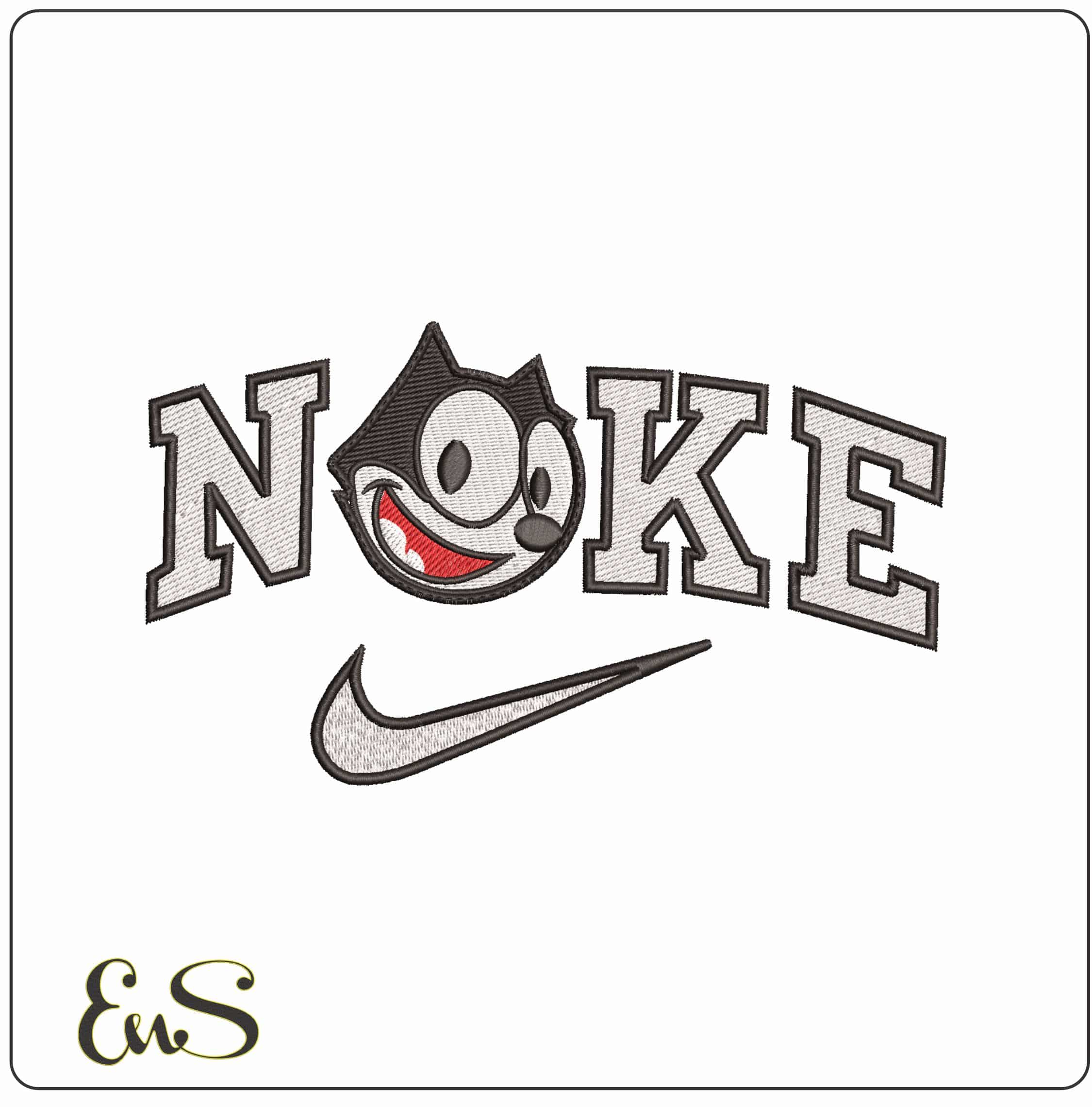 Nike Felix the Cat Head- Elegant embroidery design file - instant download